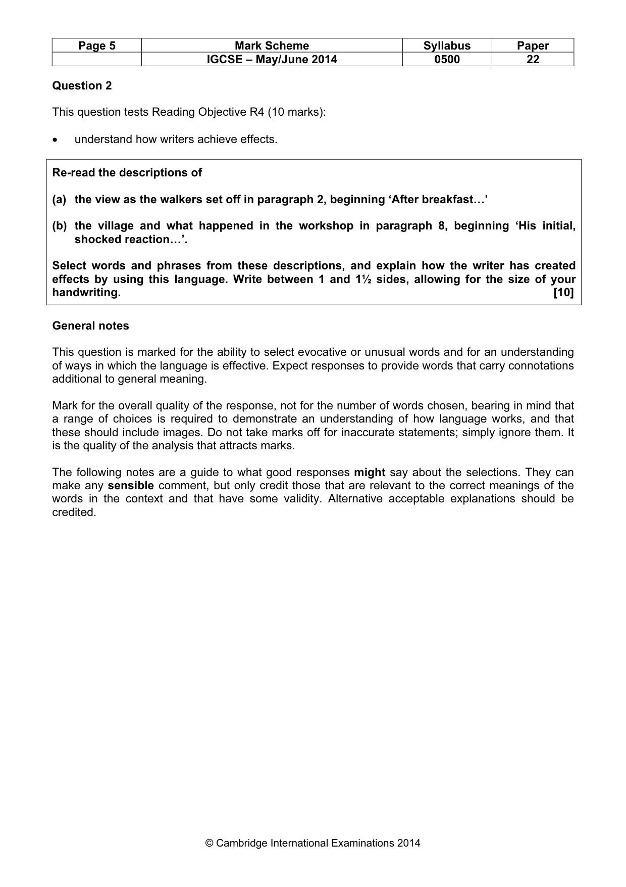 Mark scheme, page 5 of 10