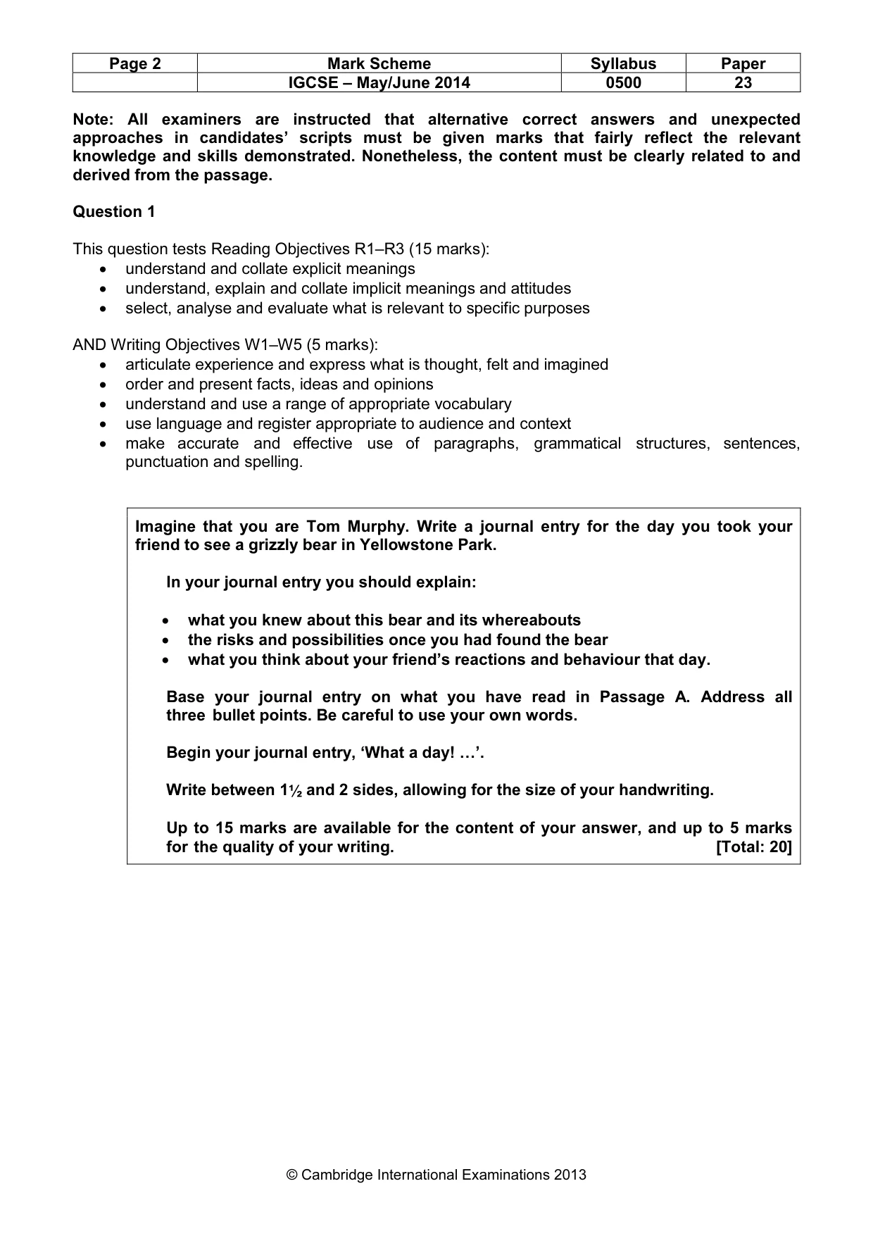 Mark scheme, page 2 of 10