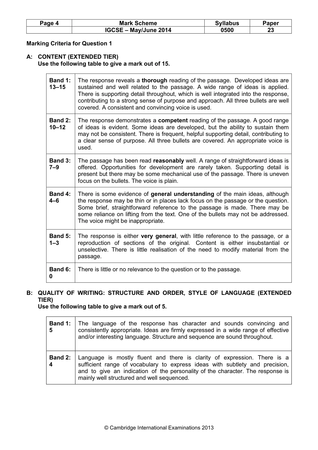 Mark scheme, page 4 of 10