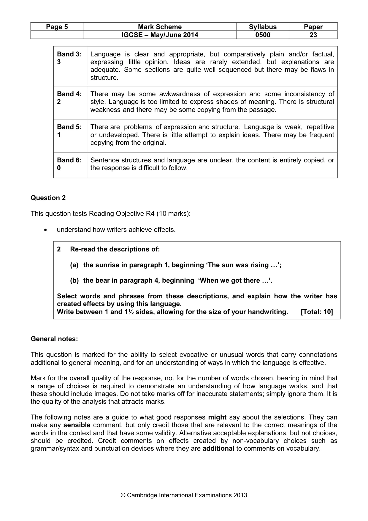 Mark scheme, page 5 of 10