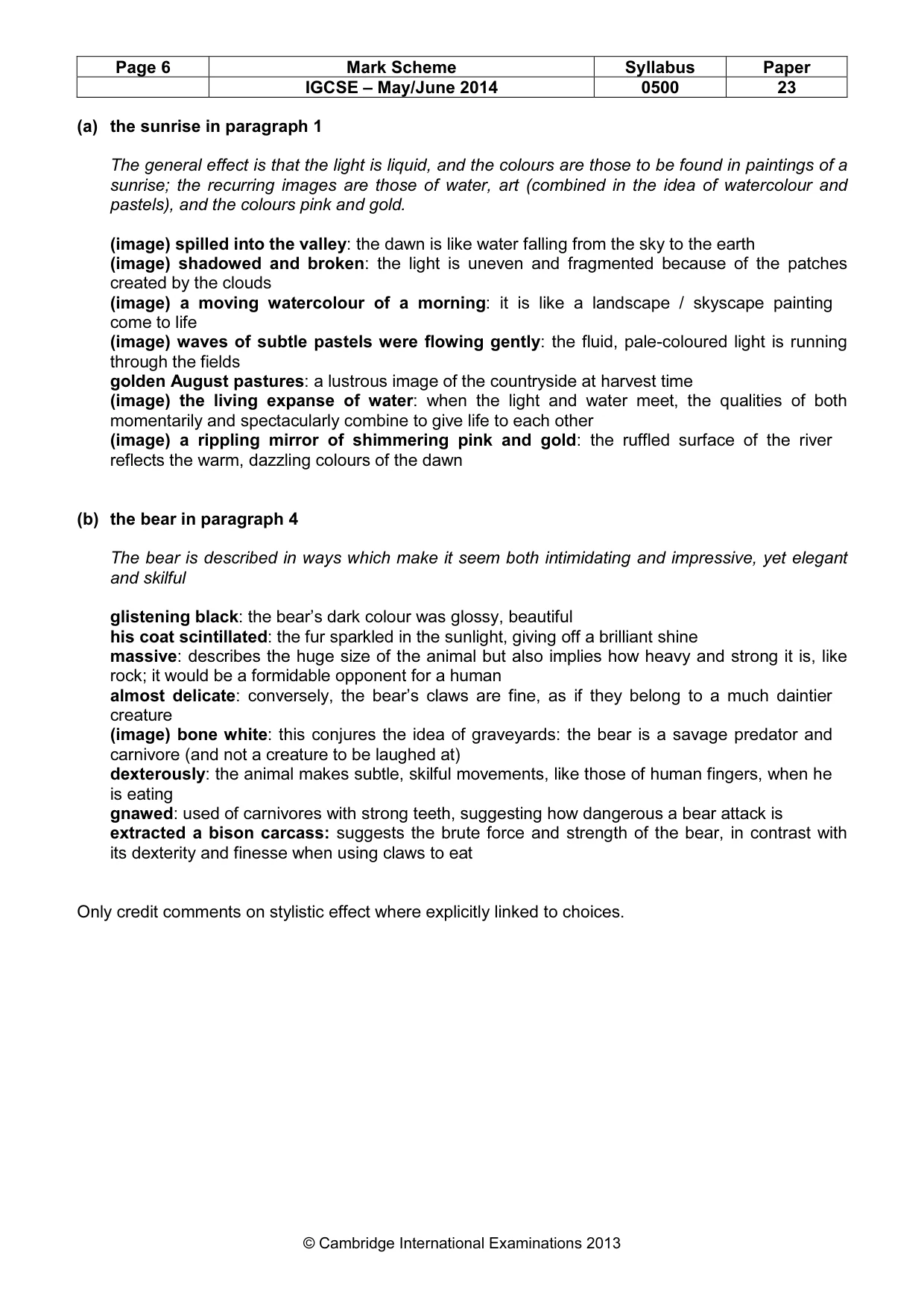 Mark scheme, page 6 of 10
