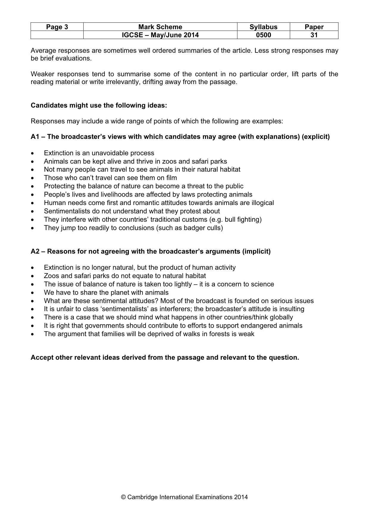 Mark scheme, page 3 of 9