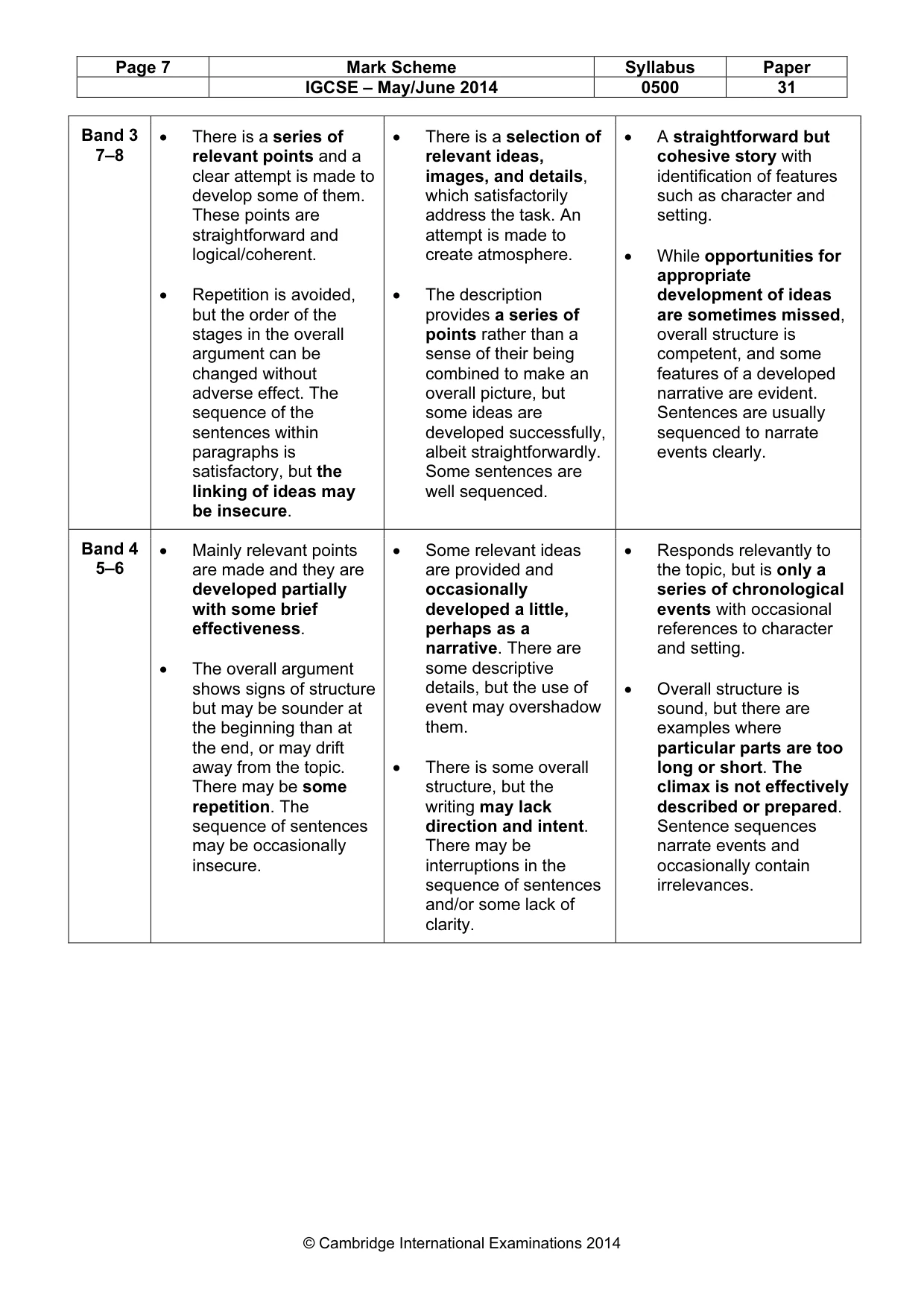 Mark scheme, page 7 of 9