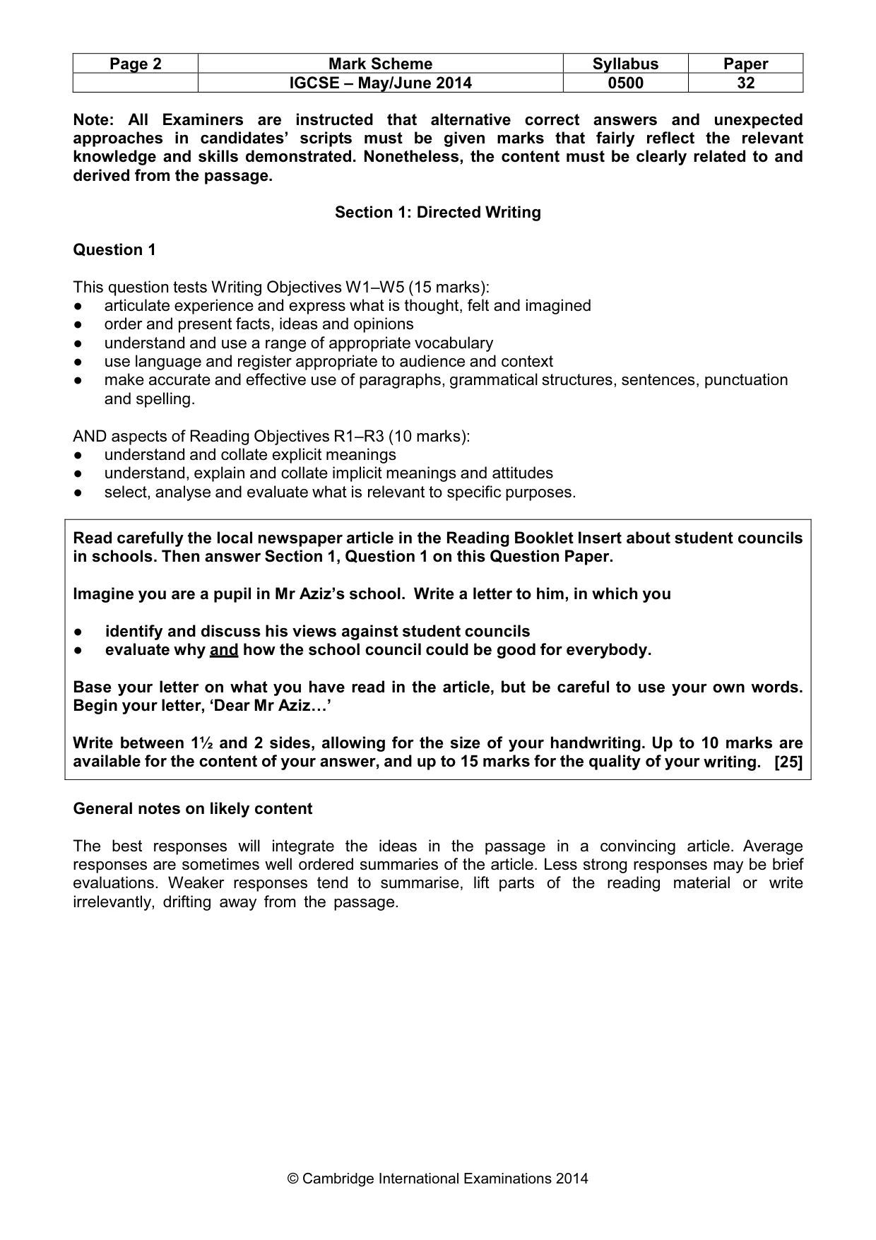 Mark scheme, page 2 of 9