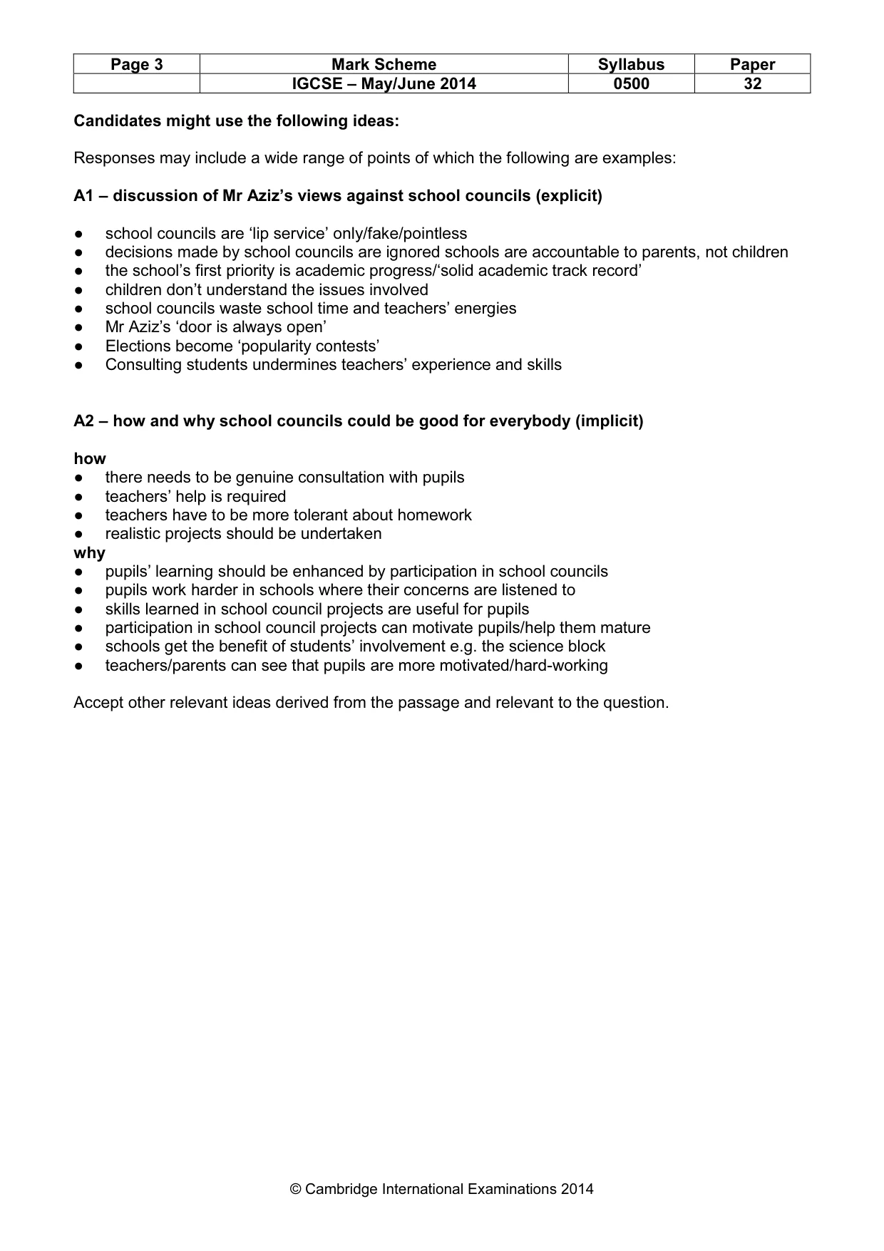 Mark scheme, page 3 of 9