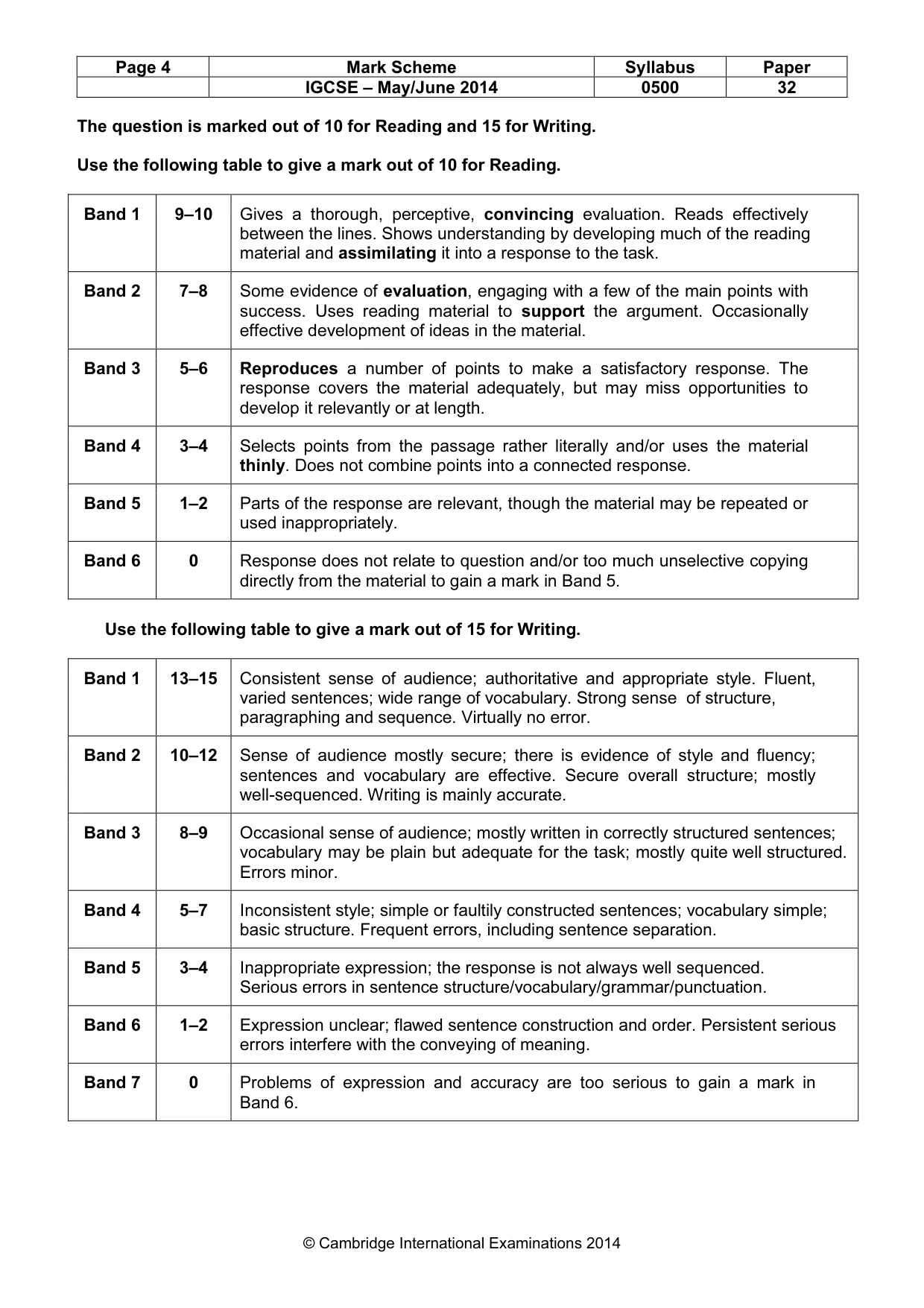 Mark scheme, page 4 of 9