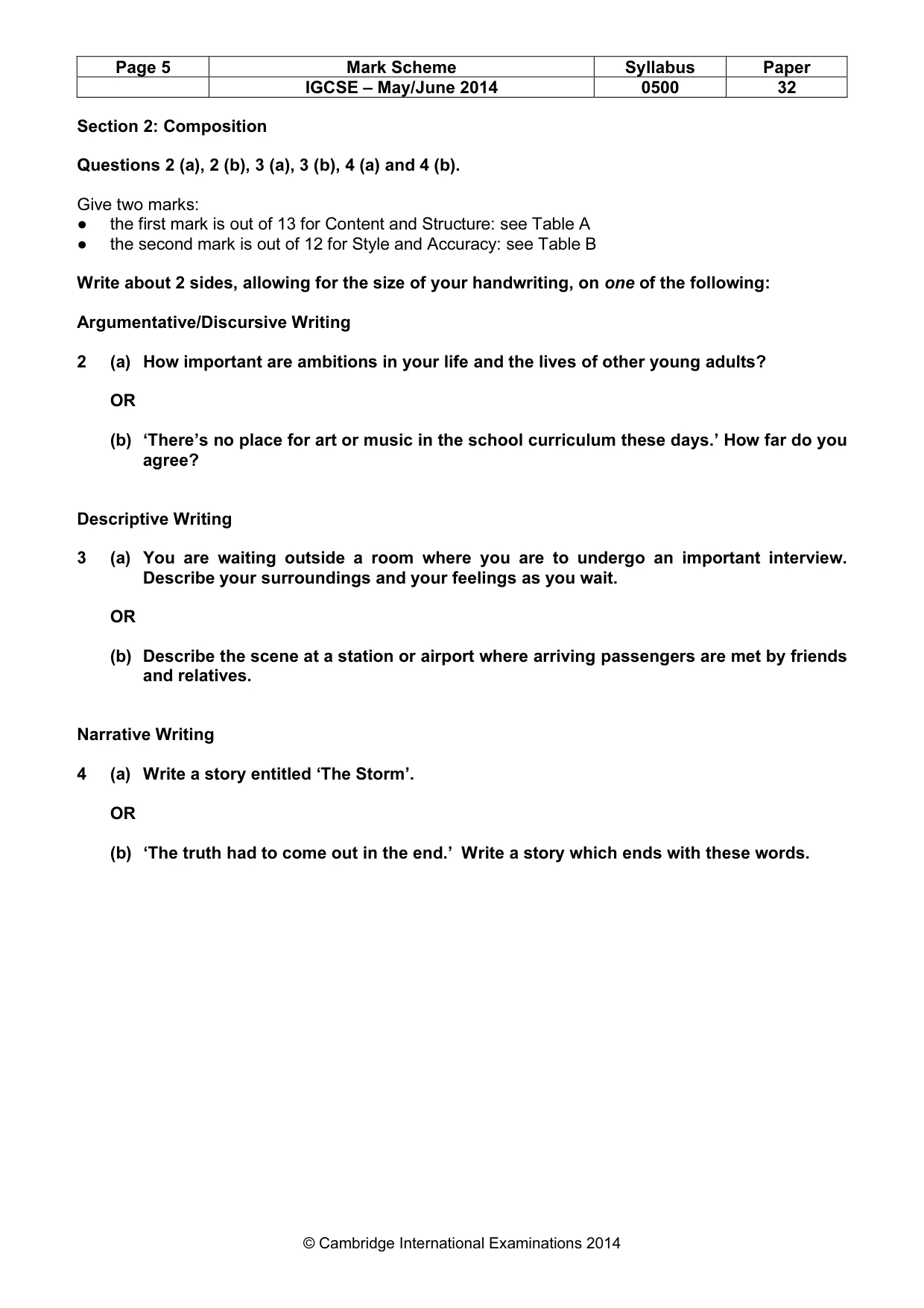 Mark scheme, page 5 of 9