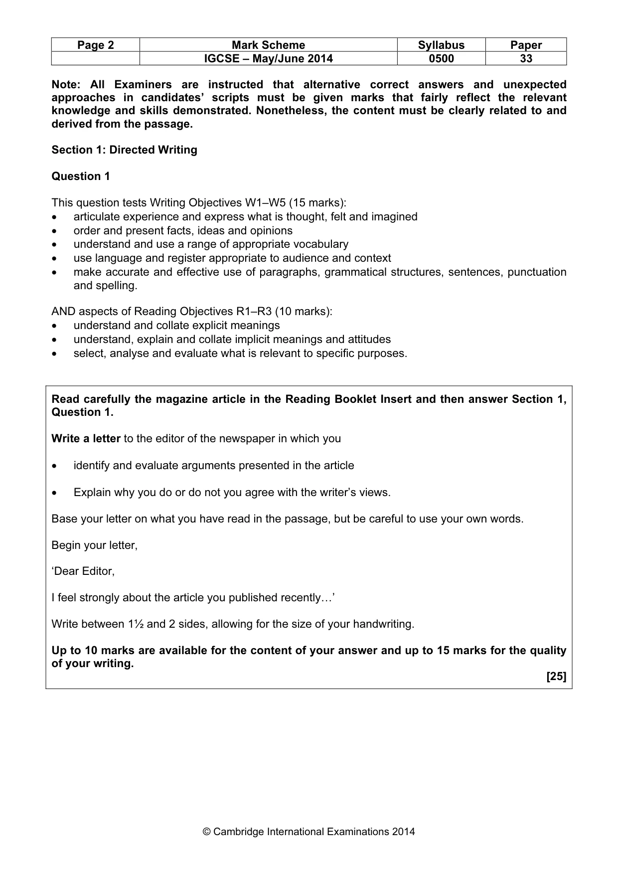 Mark scheme, page 2 of 10