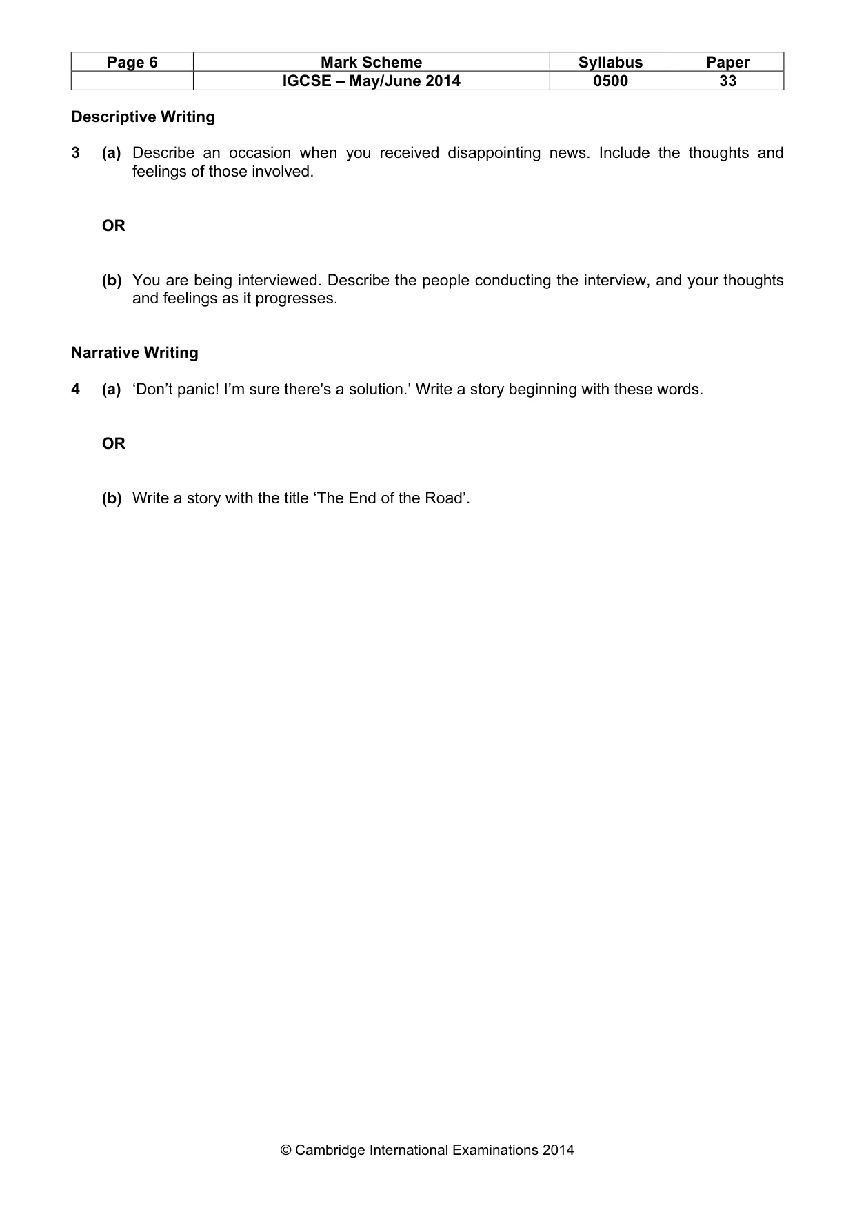 Mark scheme, page 6 of 10