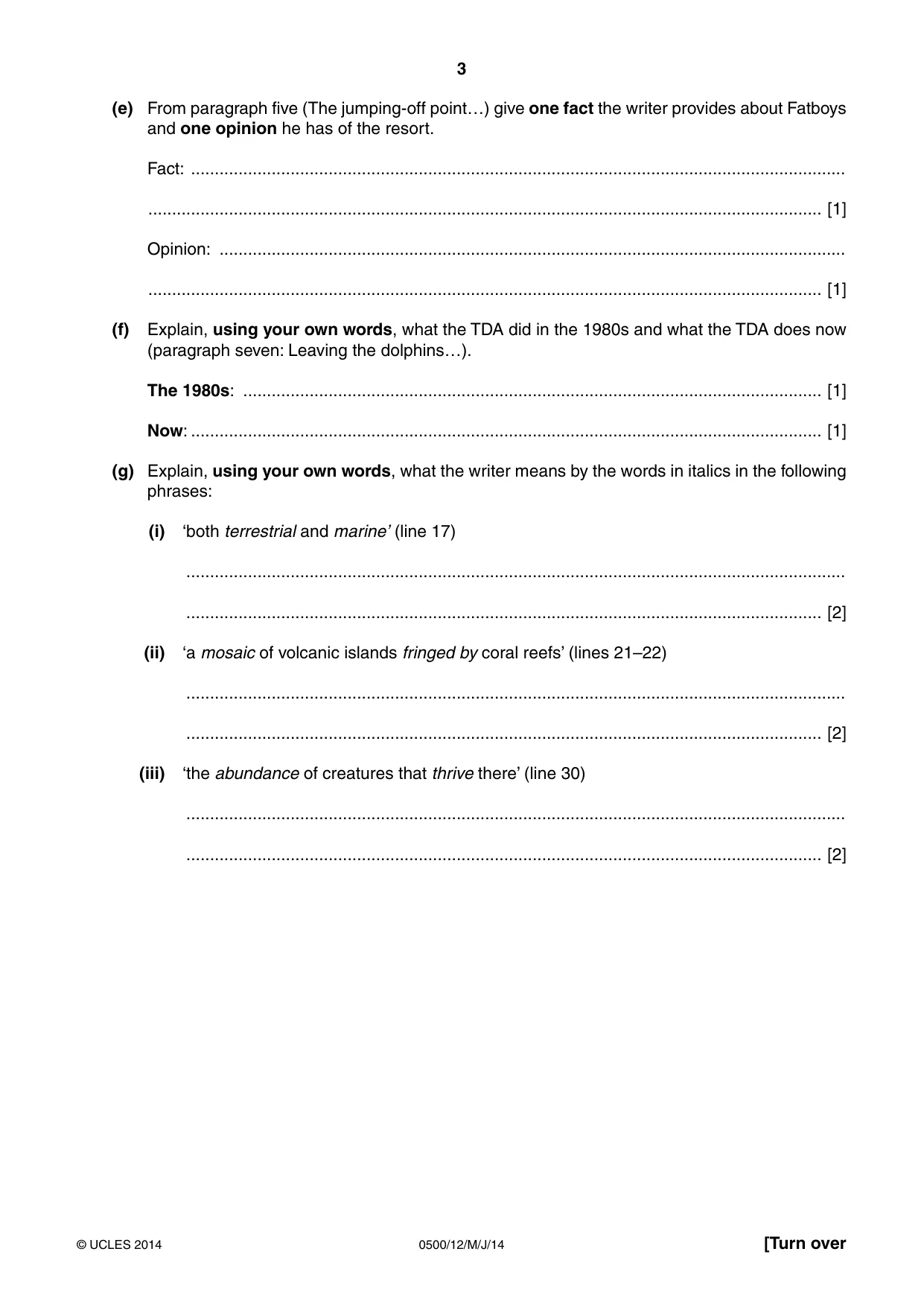 Cambridge IGCSE English - First Language 0500 2014 May/June Paper 1 · Variant 2 question paper, page 3 of 12