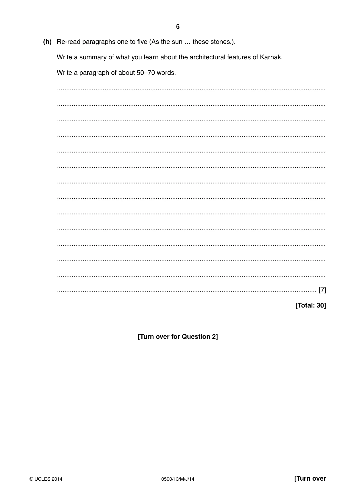Cambridge IGCSE English - First Language 0500 2014 May/June Paper 1 · Variant 3 question paper, page 5 of 12