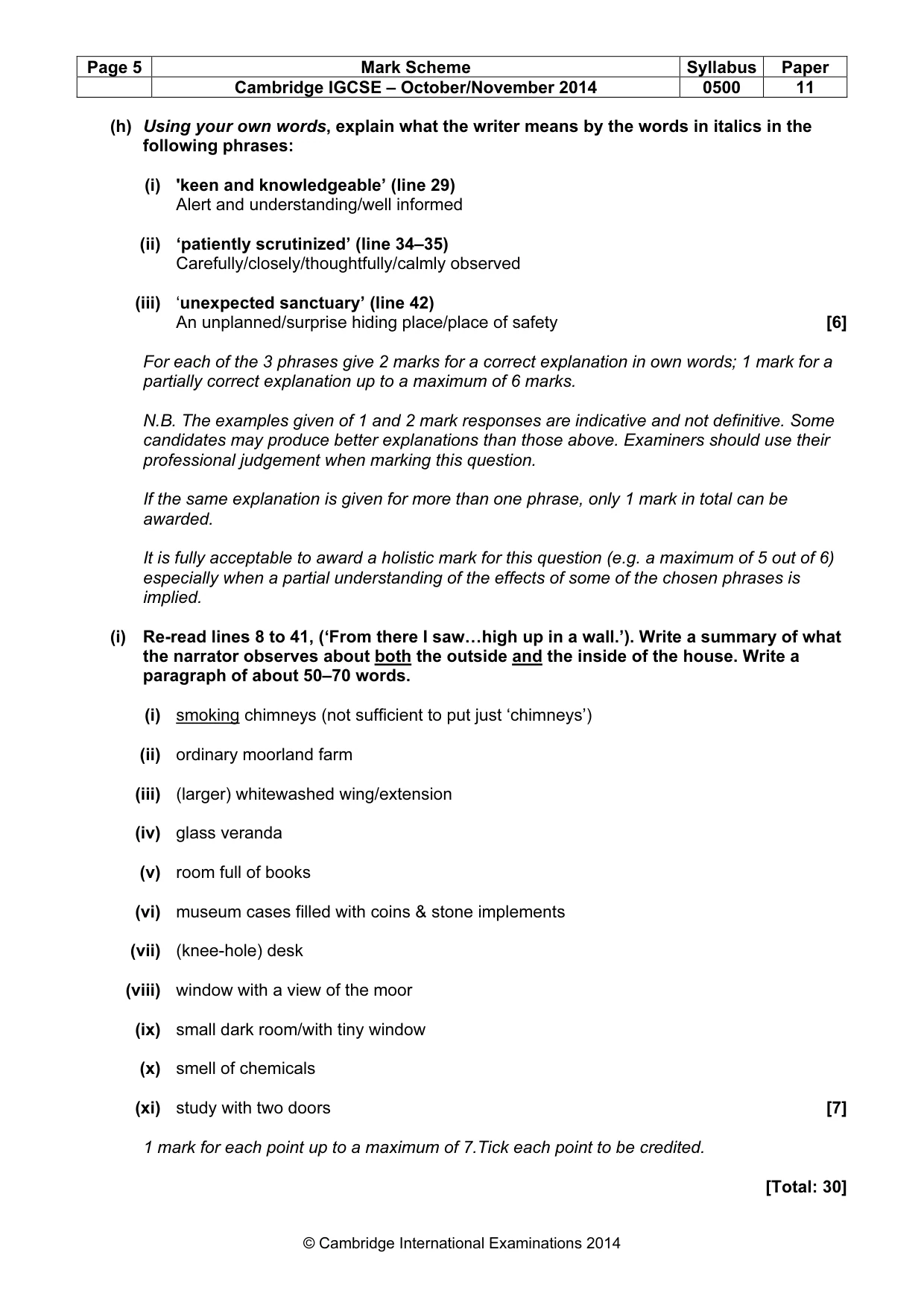Mark scheme, page 5 of 8