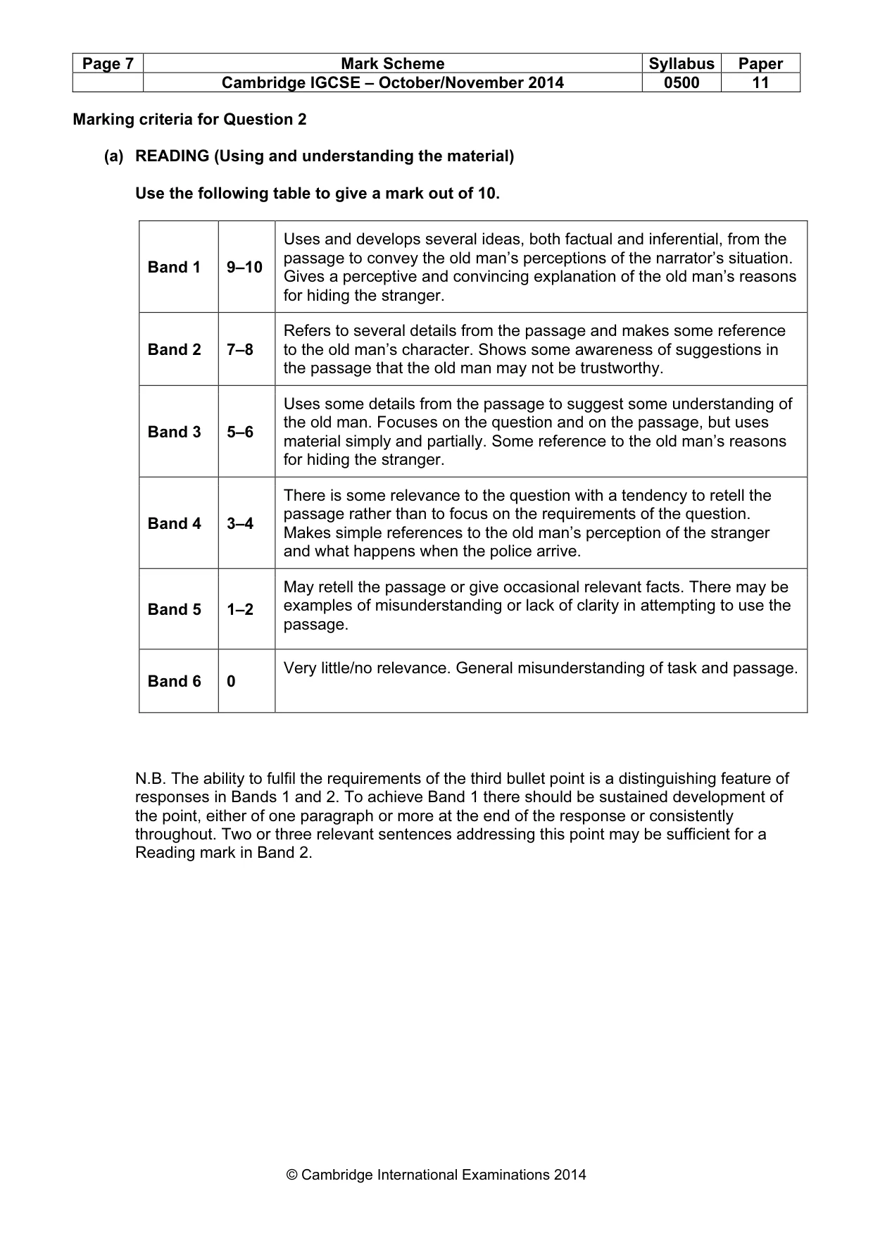 Mark scheme, page 7 of 8