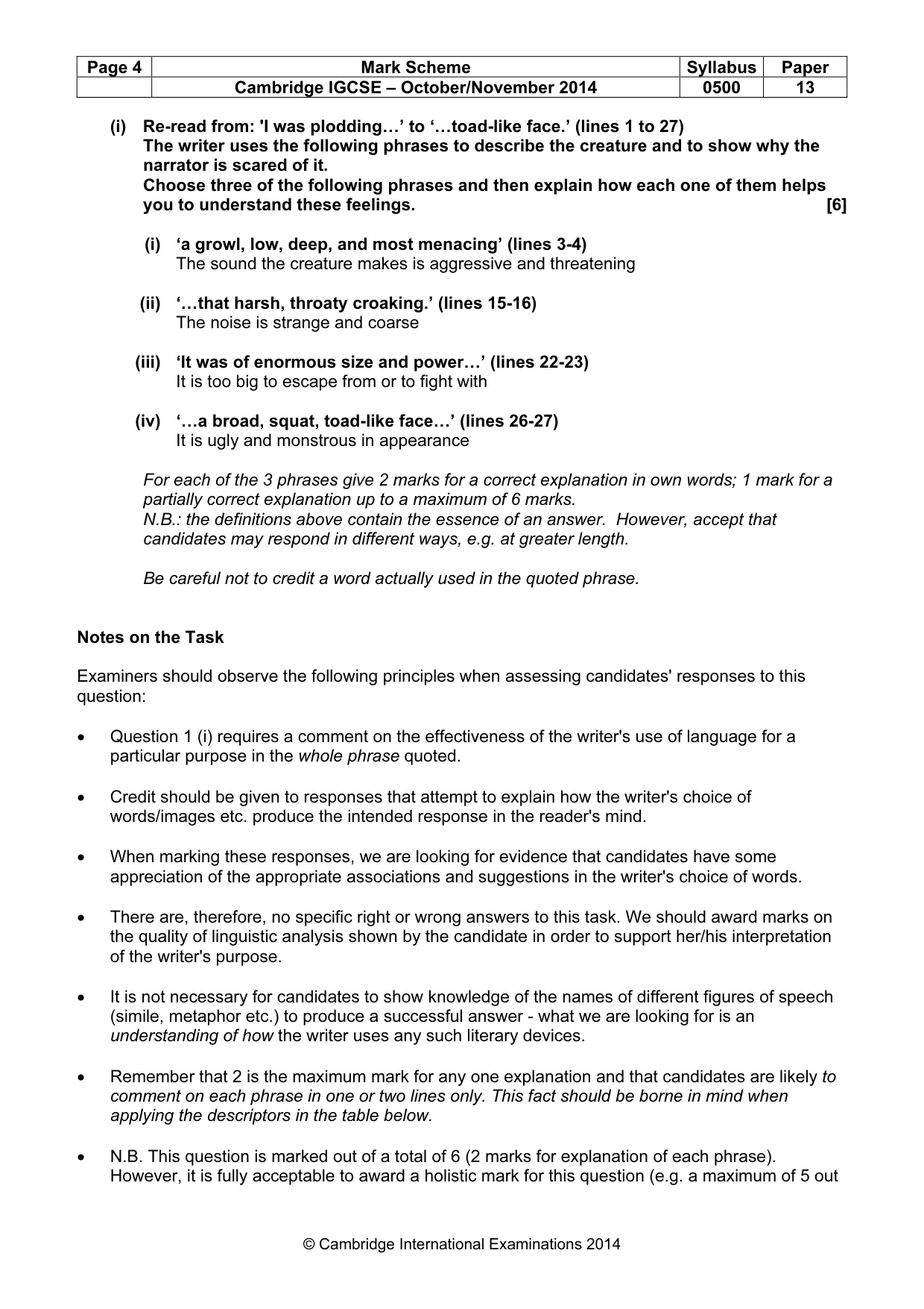 Mark scheme, page 4 of 8