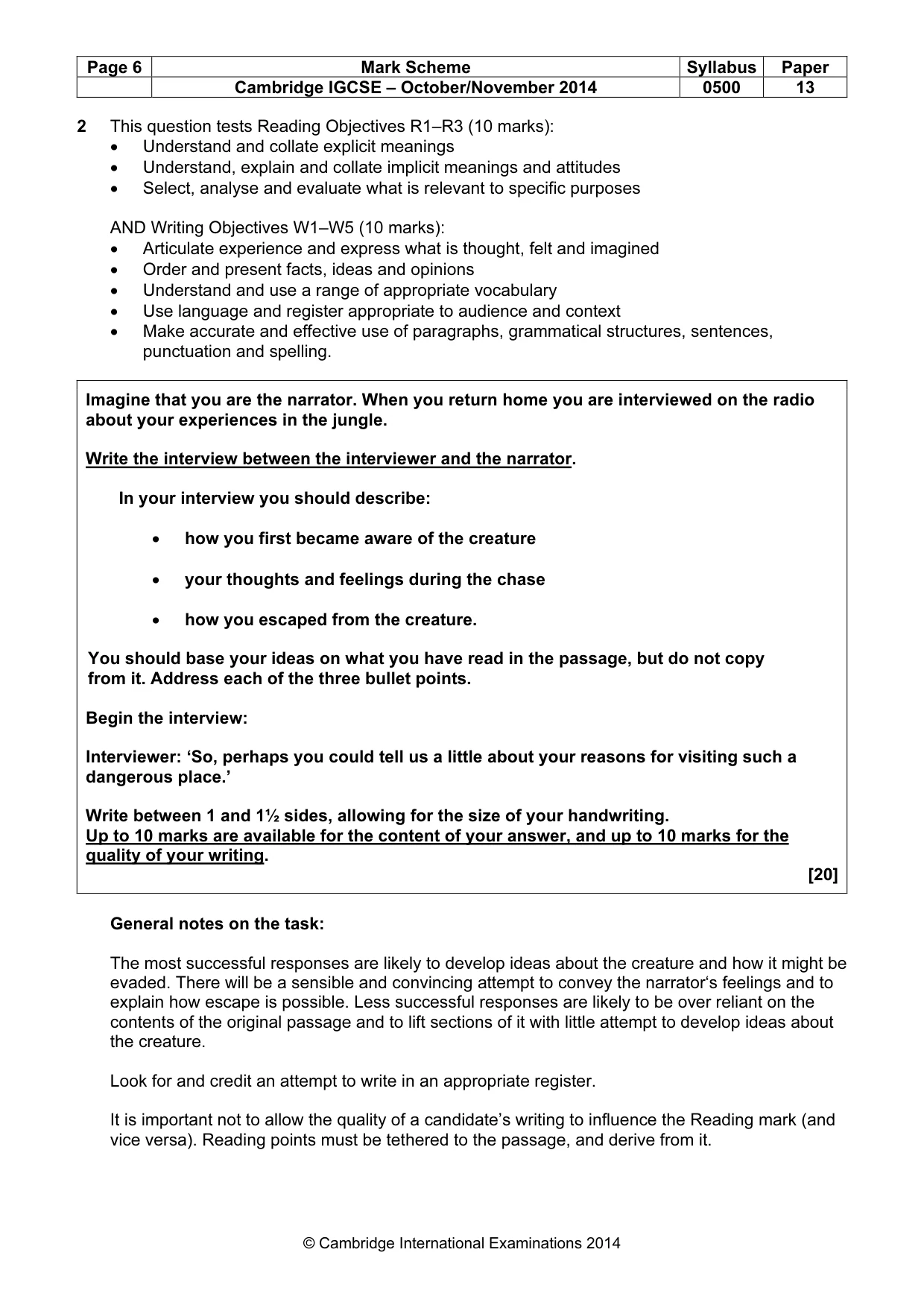 Mark scheme, page 6 of 8