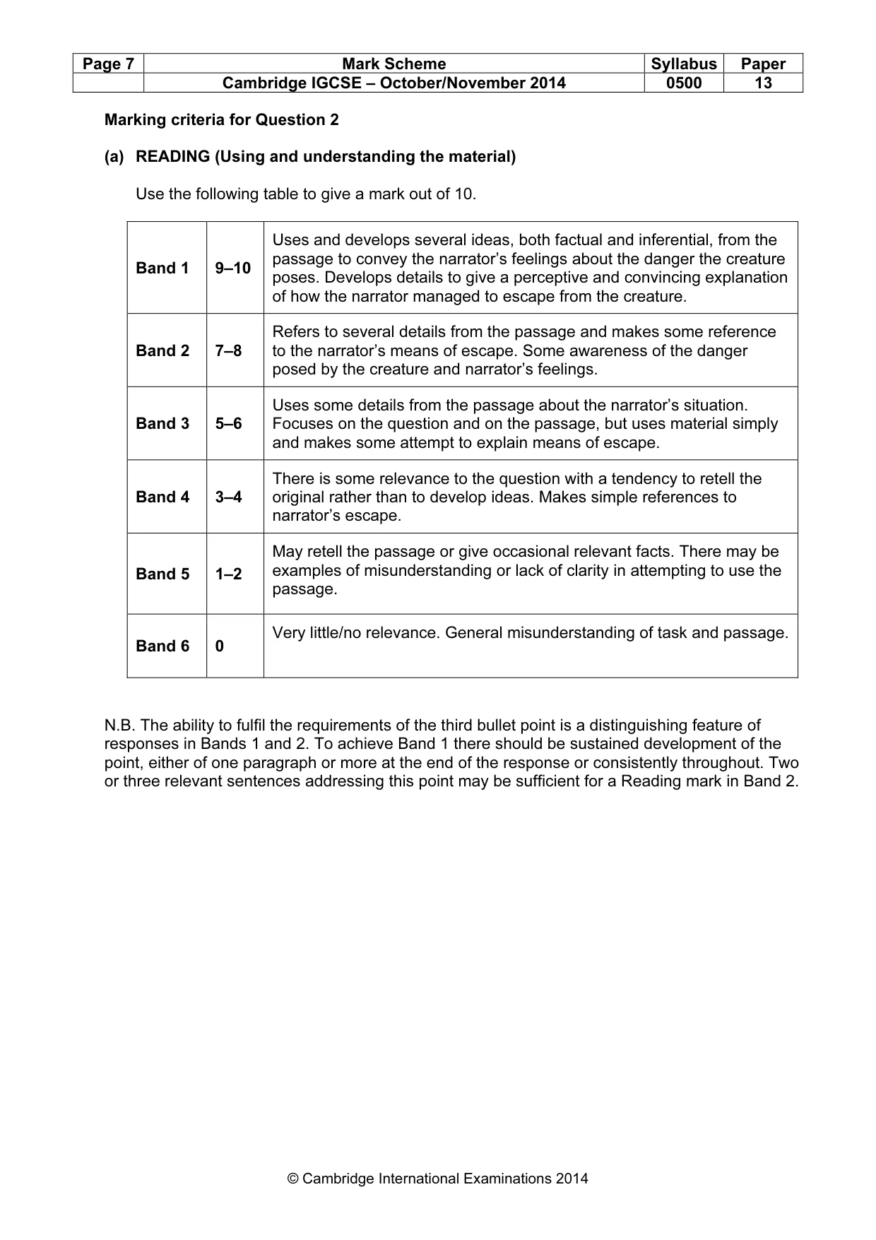 Mark scheme, page 7 of 8