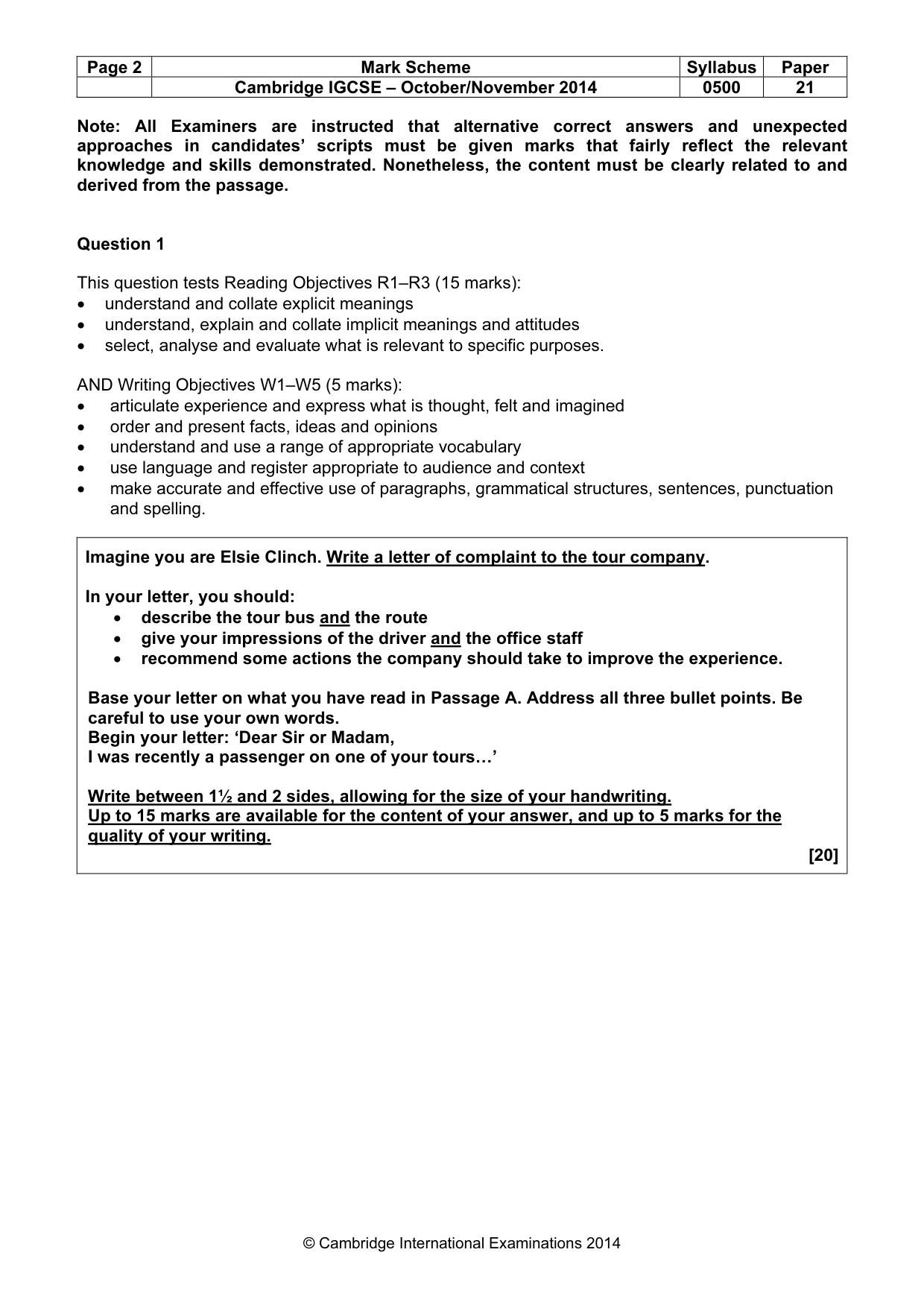 Mark scheme, page 2 of 11
