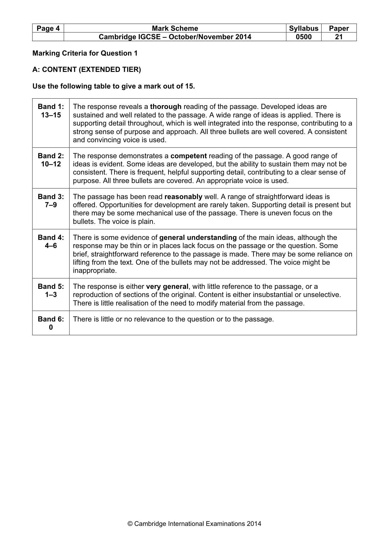 Mark scheme, page 4 of 11