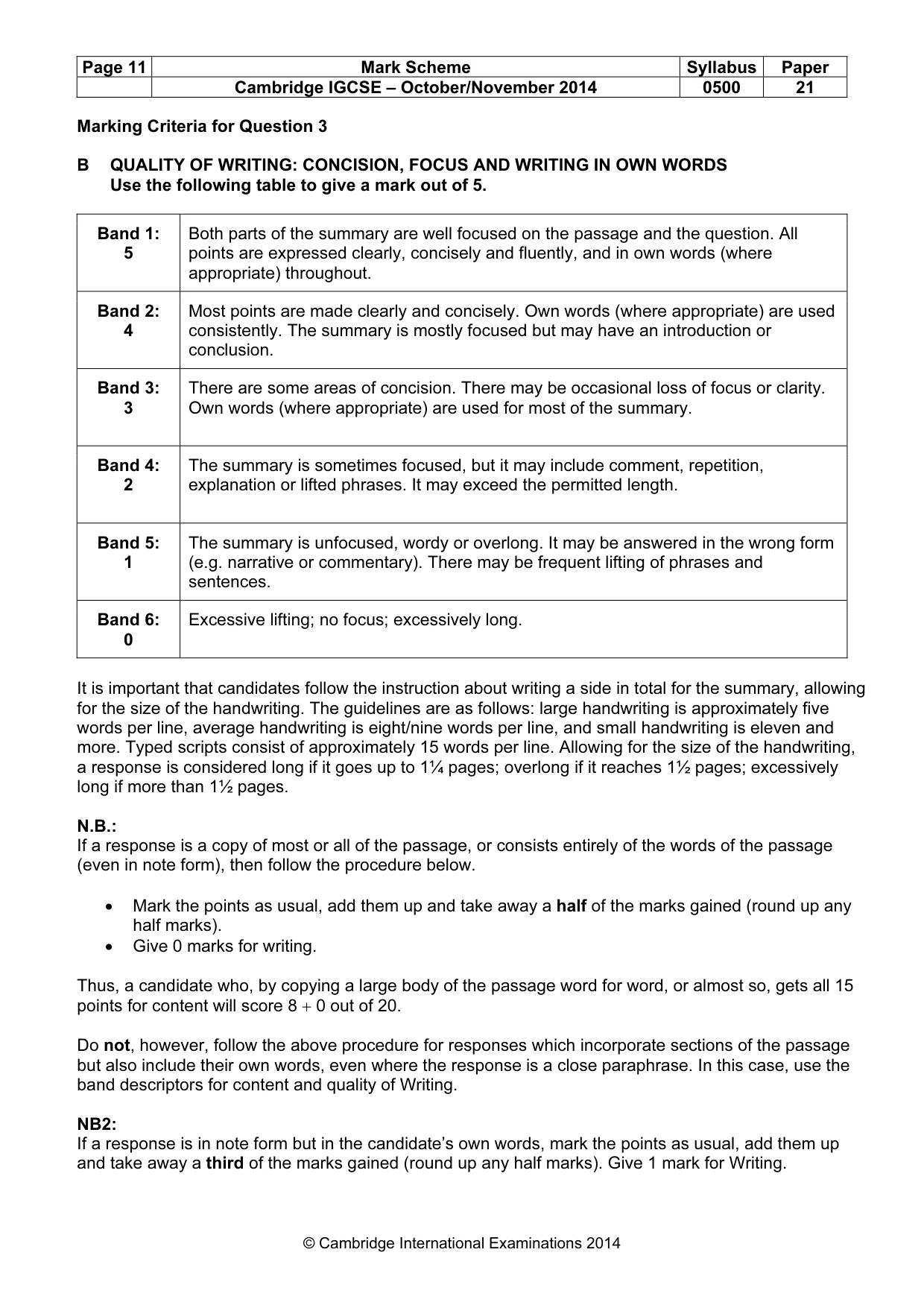 Mark scheme, page 11 of 11