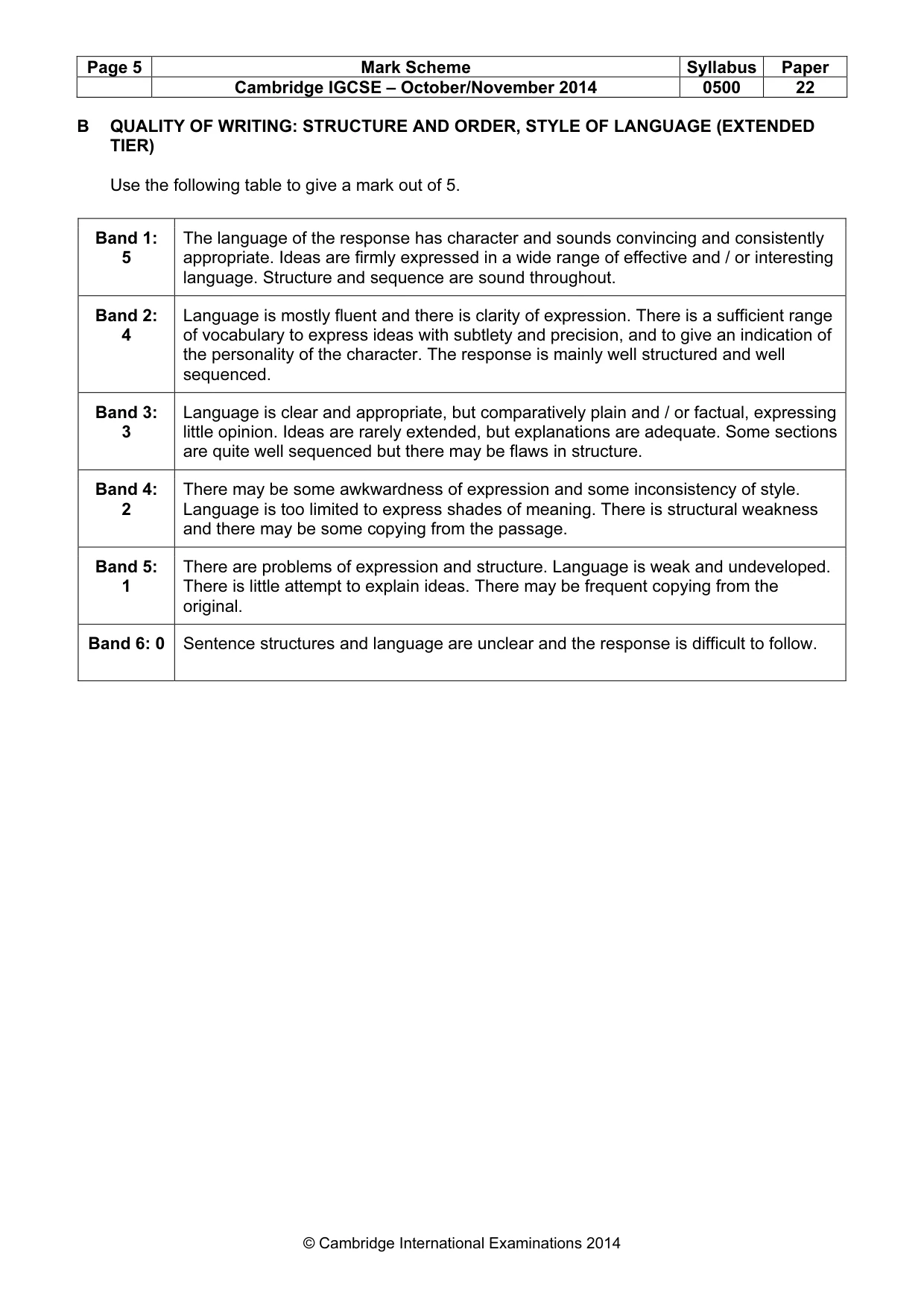 Mark scheme, page 5 of 11