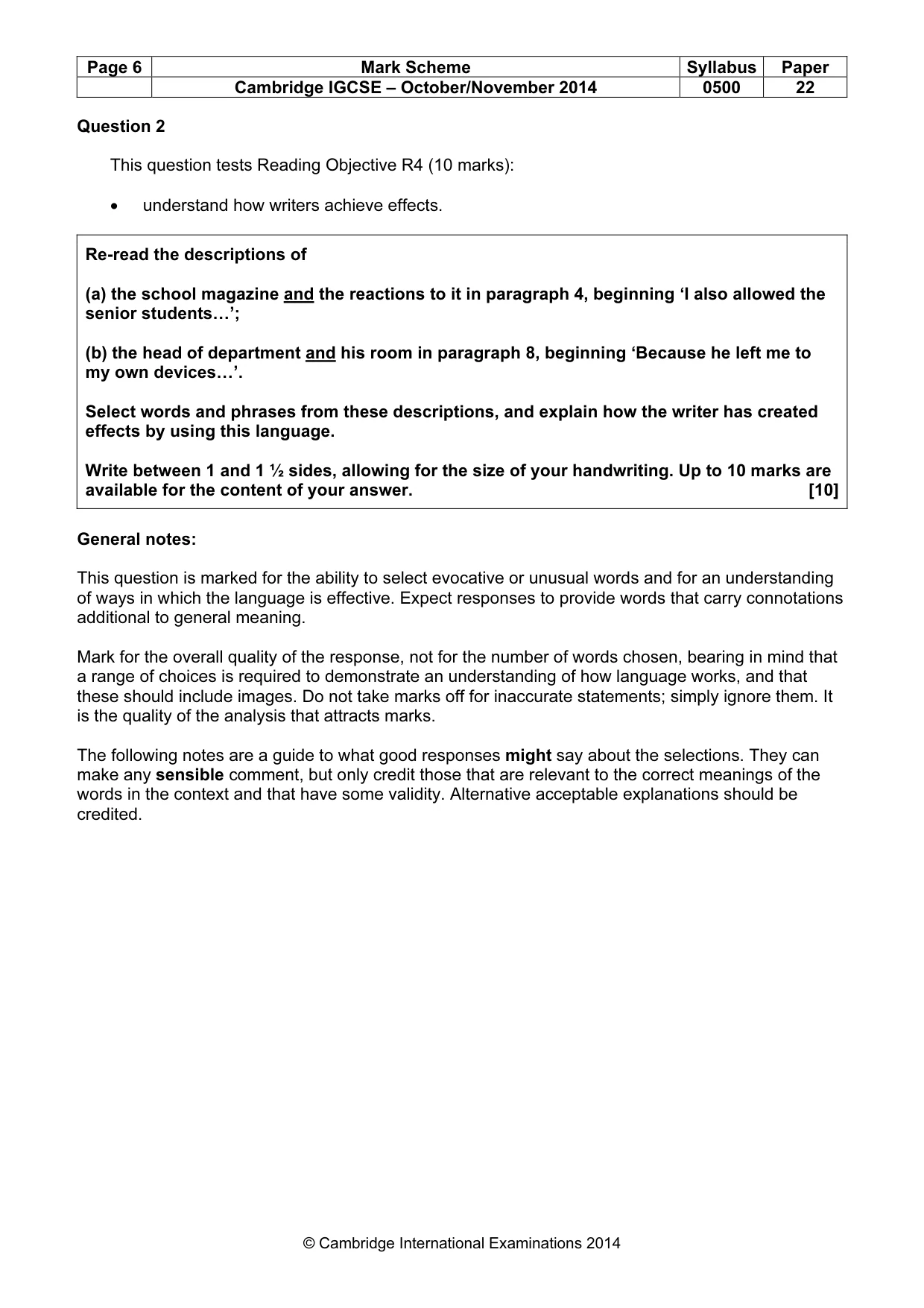Mark scheme, page 6 of 11