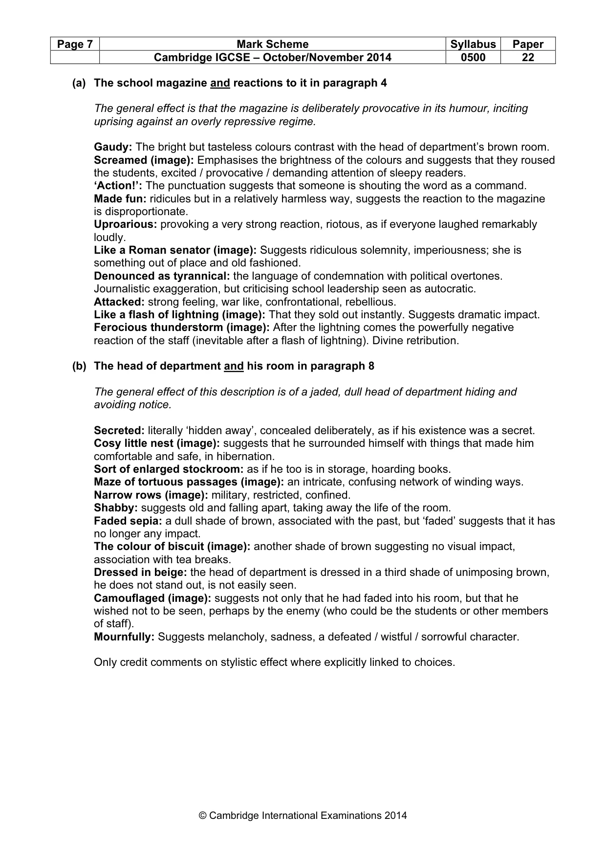 Mark scheme, page 7 of 11