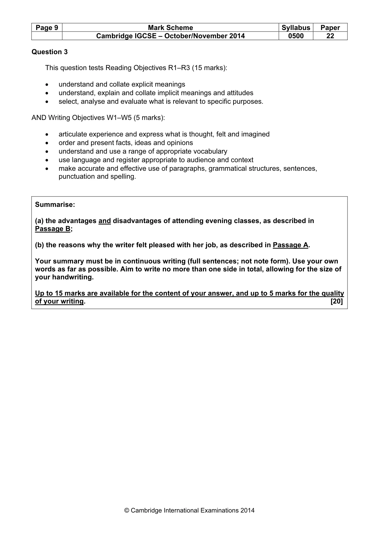 Mark scheme, page 9 of 11