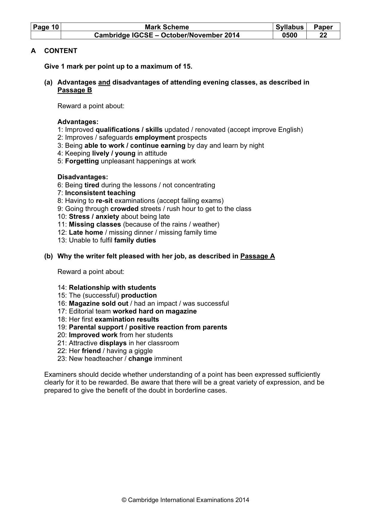 Mark scheme, page 10 of 11