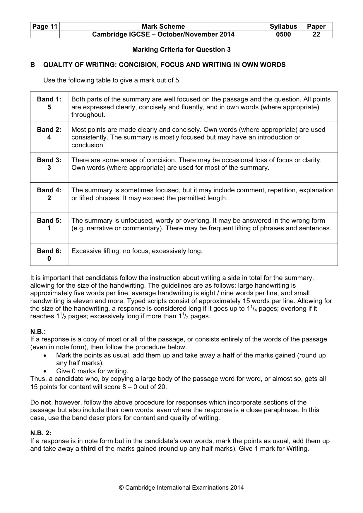 Mark scheme, page 11 of 11