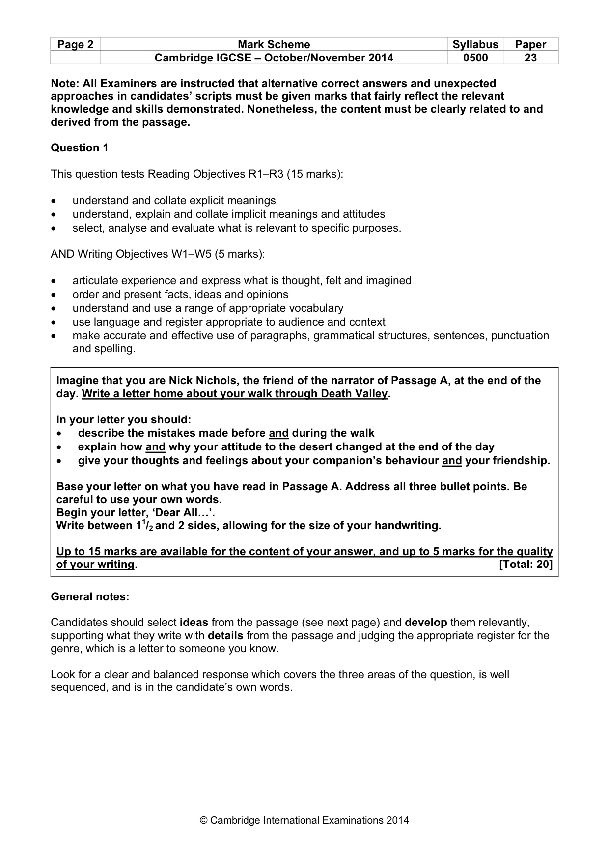 Mark scheme, page 2 of 11