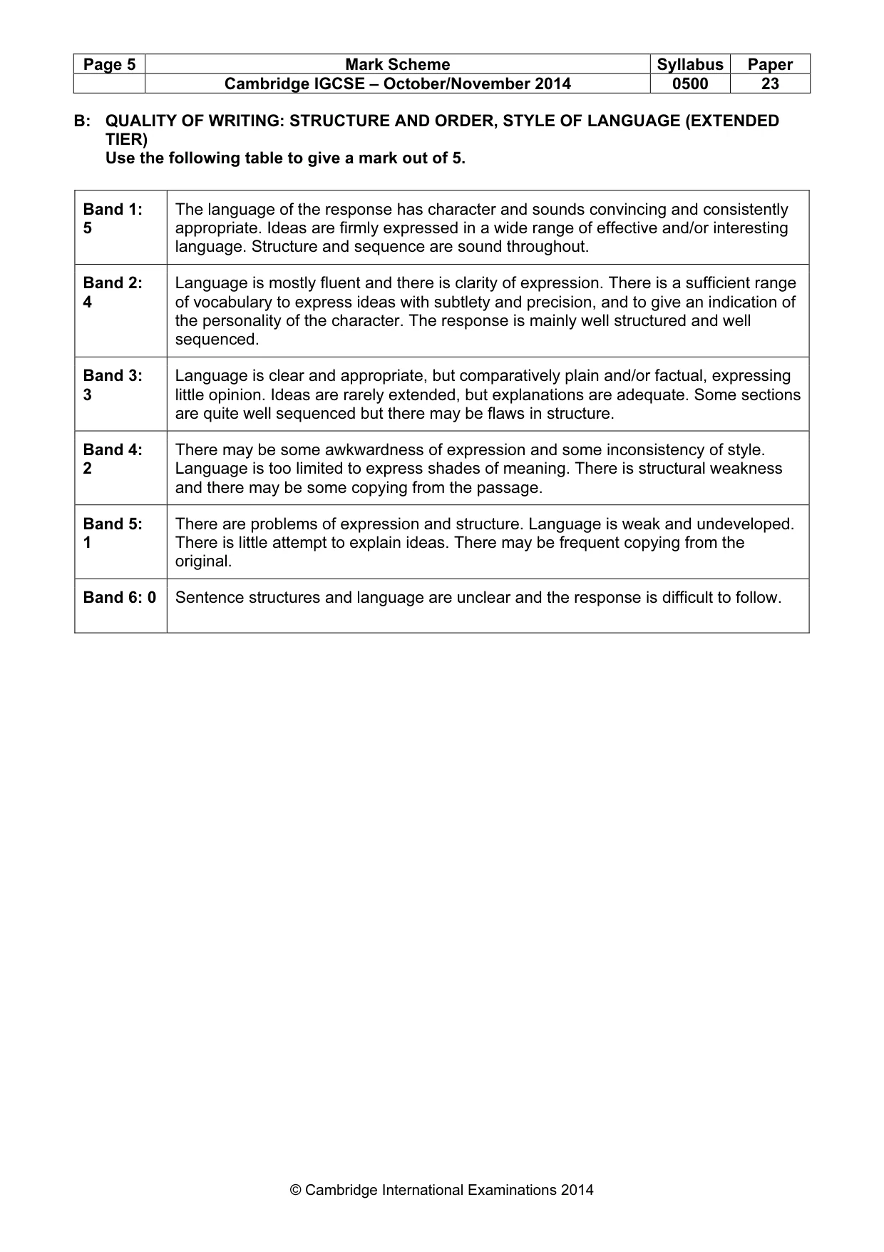 Mark scheme, page 5 of 11