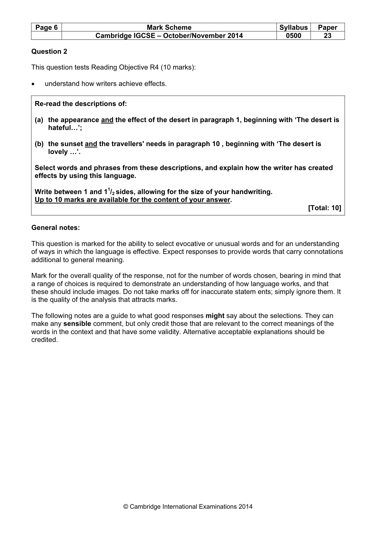 Mark scheme, page 6 of 11