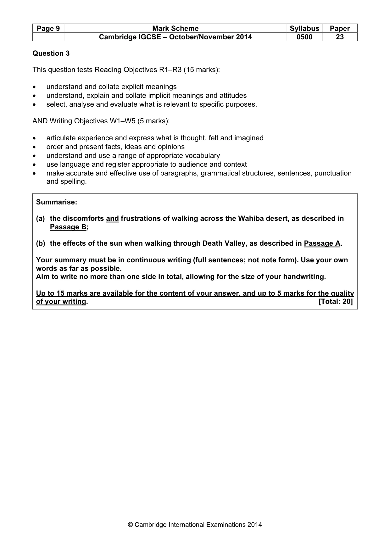 Mark scheme, page 9 of 11