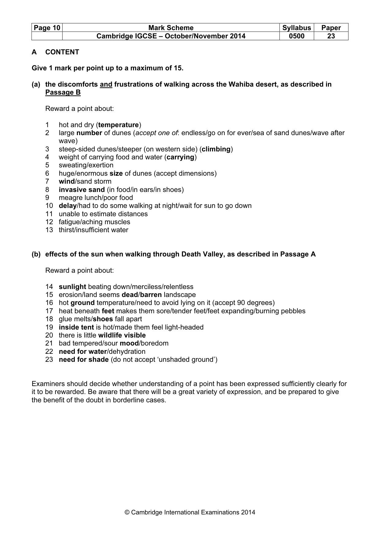 Mark scheme, page 10 of 11