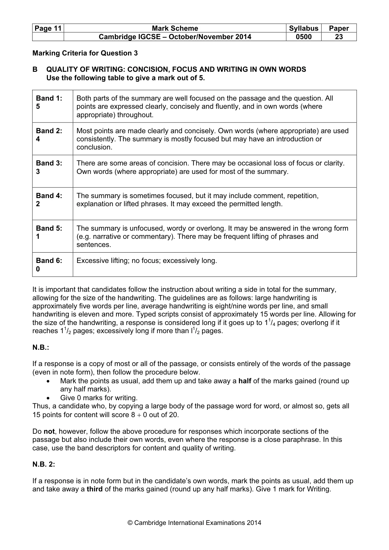 Mark scheme, page 11 of 11