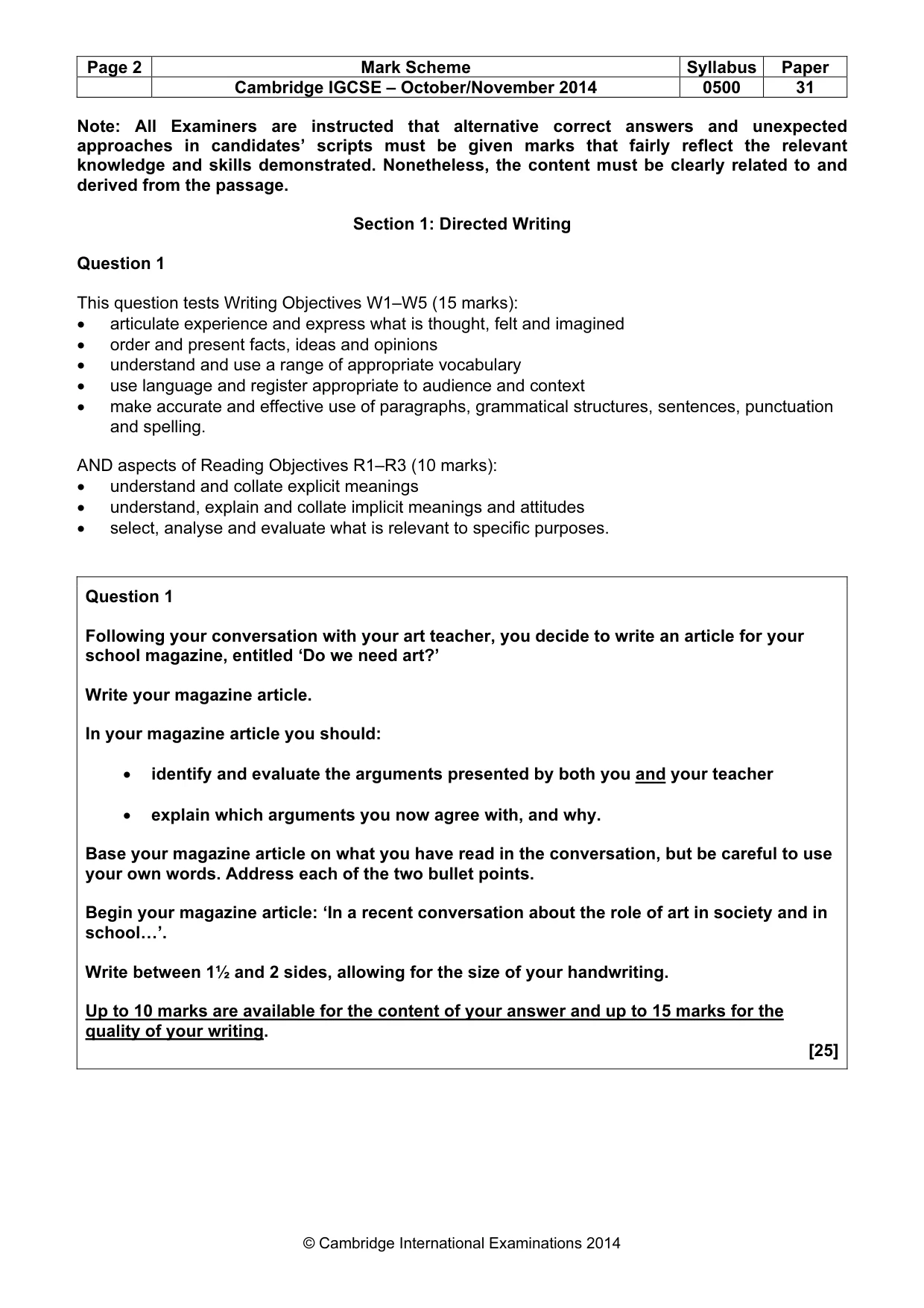 Mark scheme, page 2 of 9