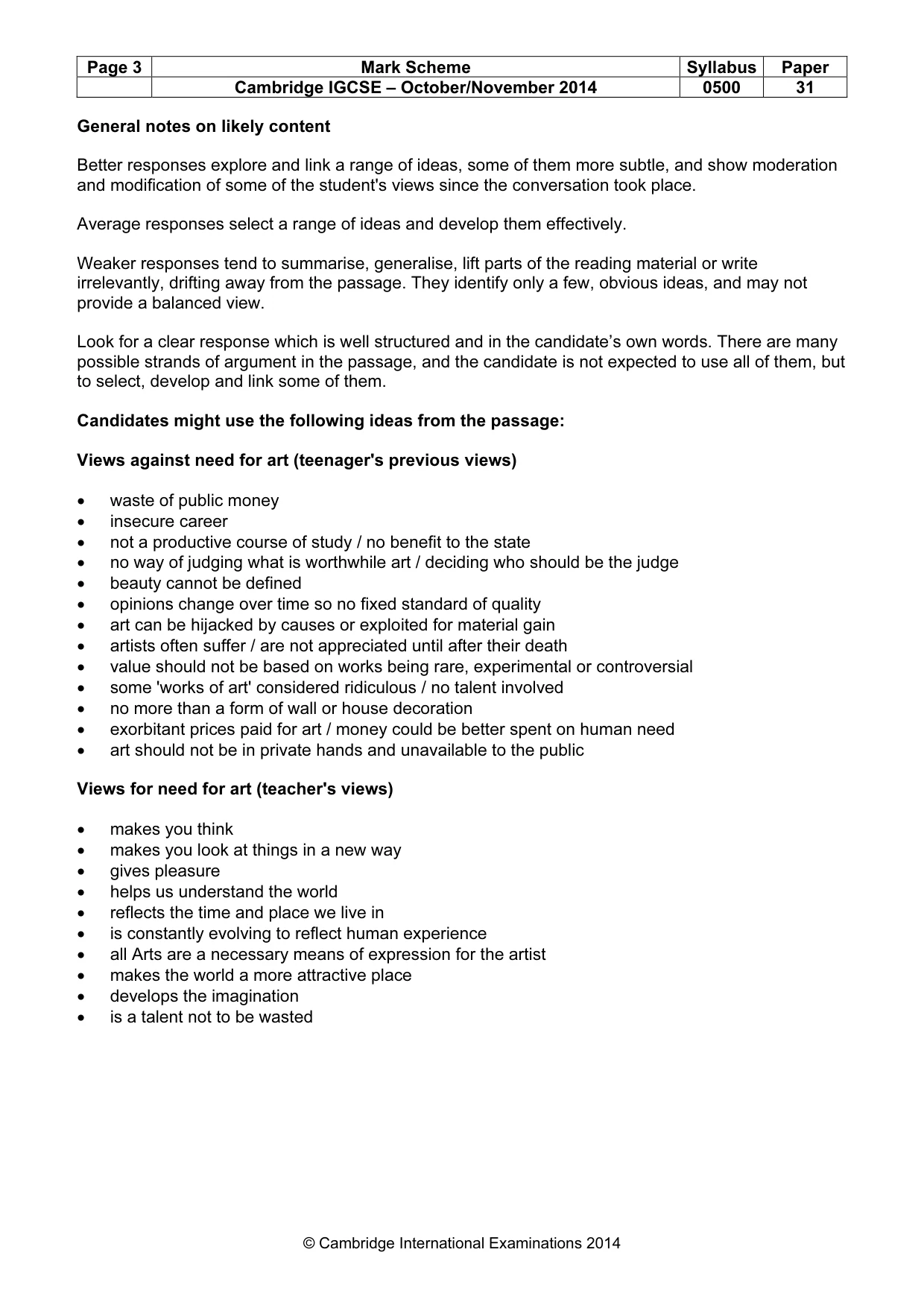 Mark scheme, page 3 of 9