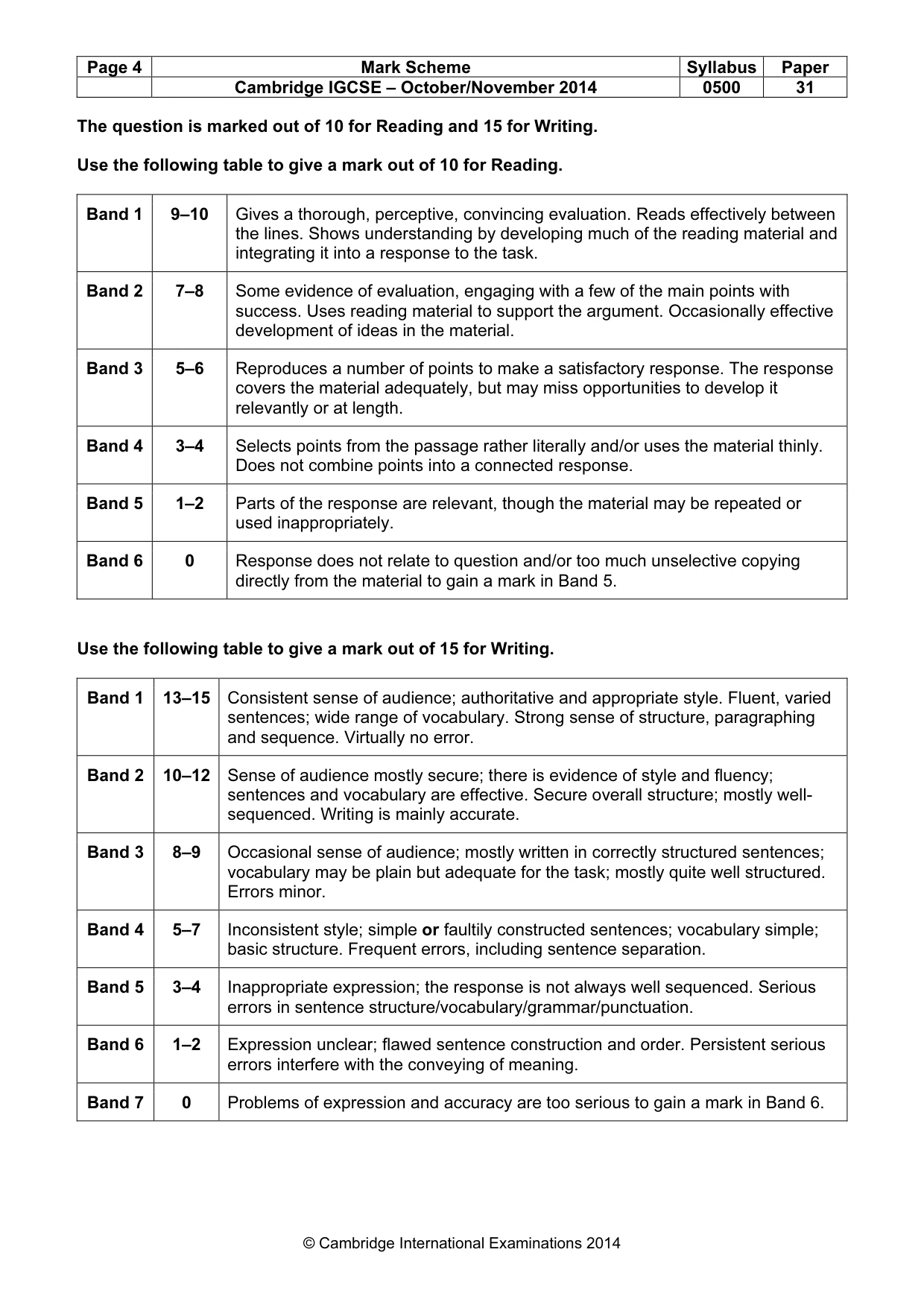 Mark scheme, page 4 of 9