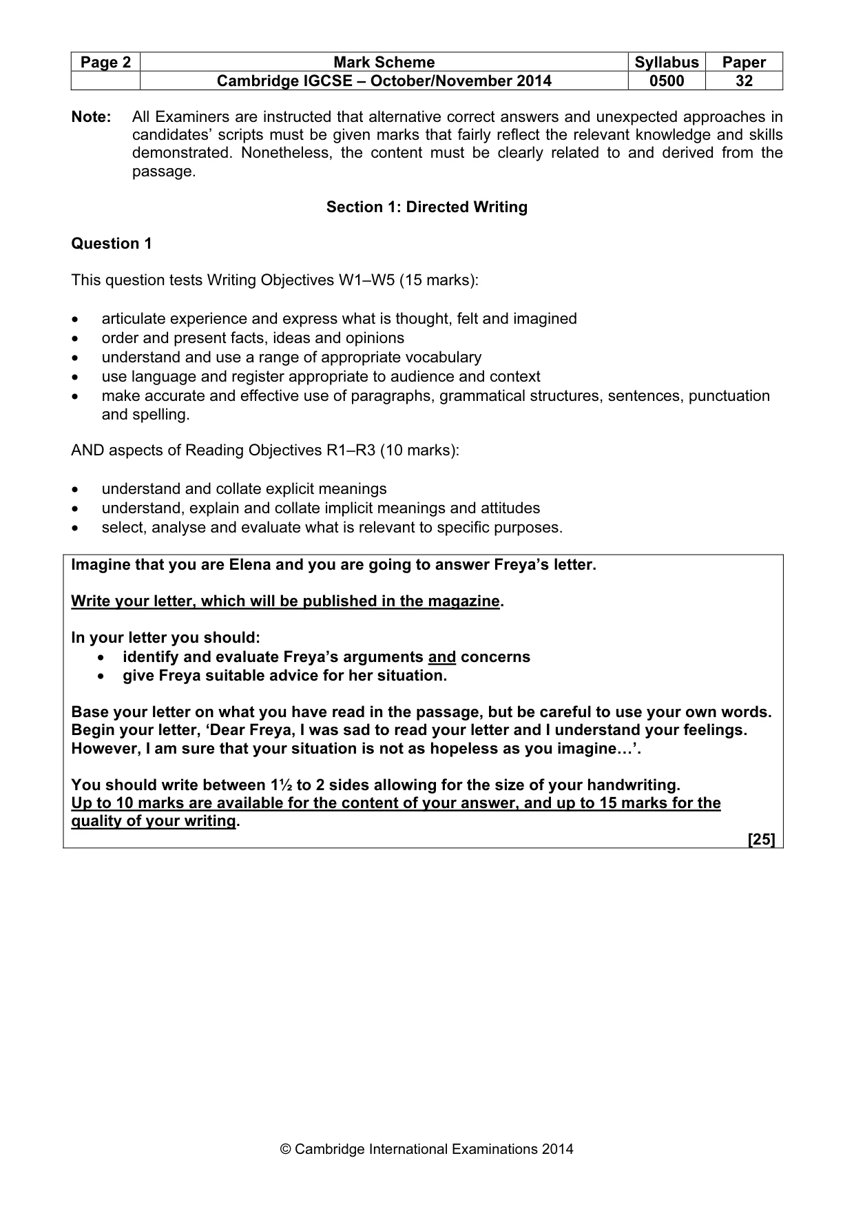 Mark scheme, page 2 of 9