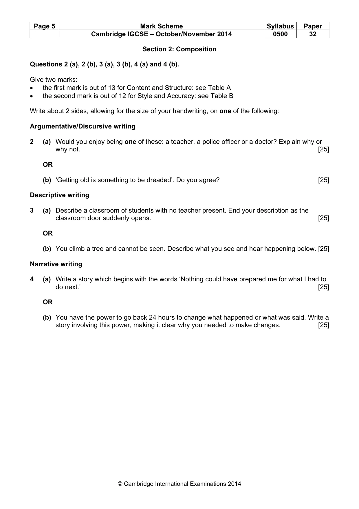 Mark scheme, page 5 of 9