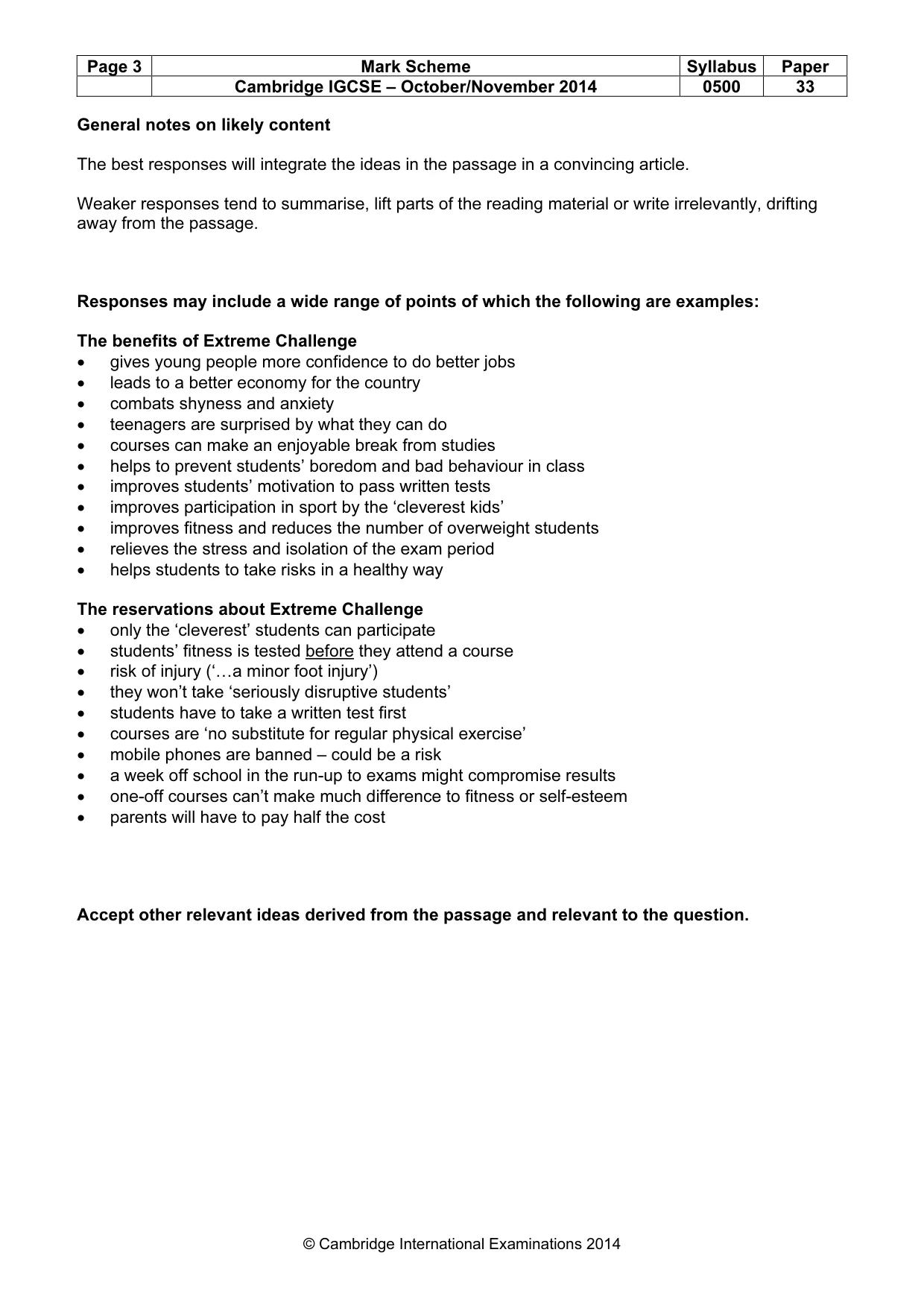 Mark scheme, page 3 of 9