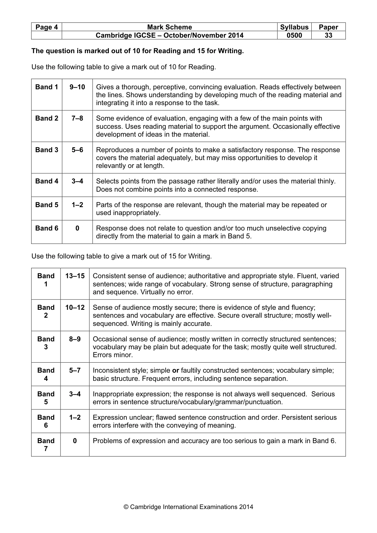Mark scheme, page 4 of 9