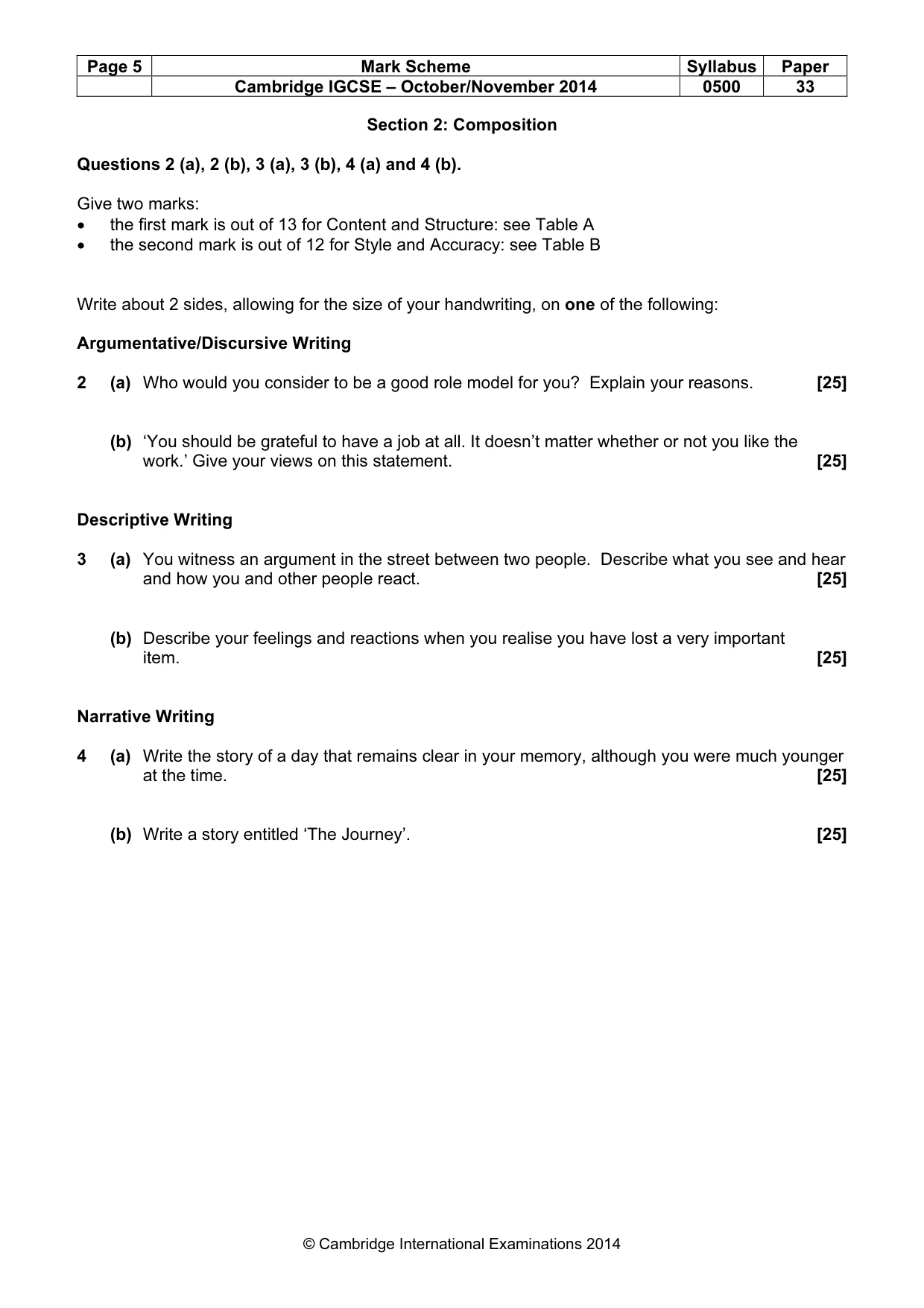 Mark scheme, page 5 of 9
