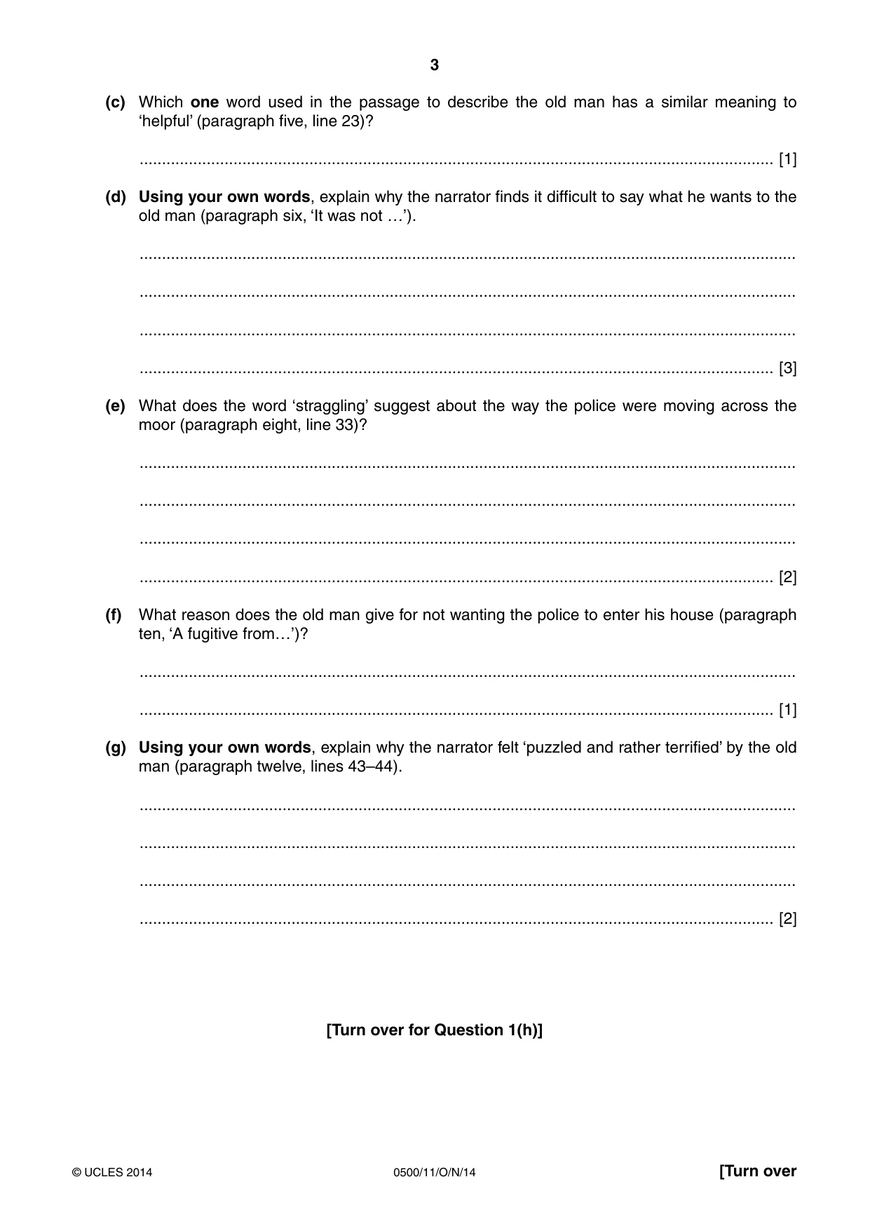 Cambridge IGCSE English - First Language 0500 2014 Oct/Nov Paper 1 · Variant 1 question paper, page 3 of 12