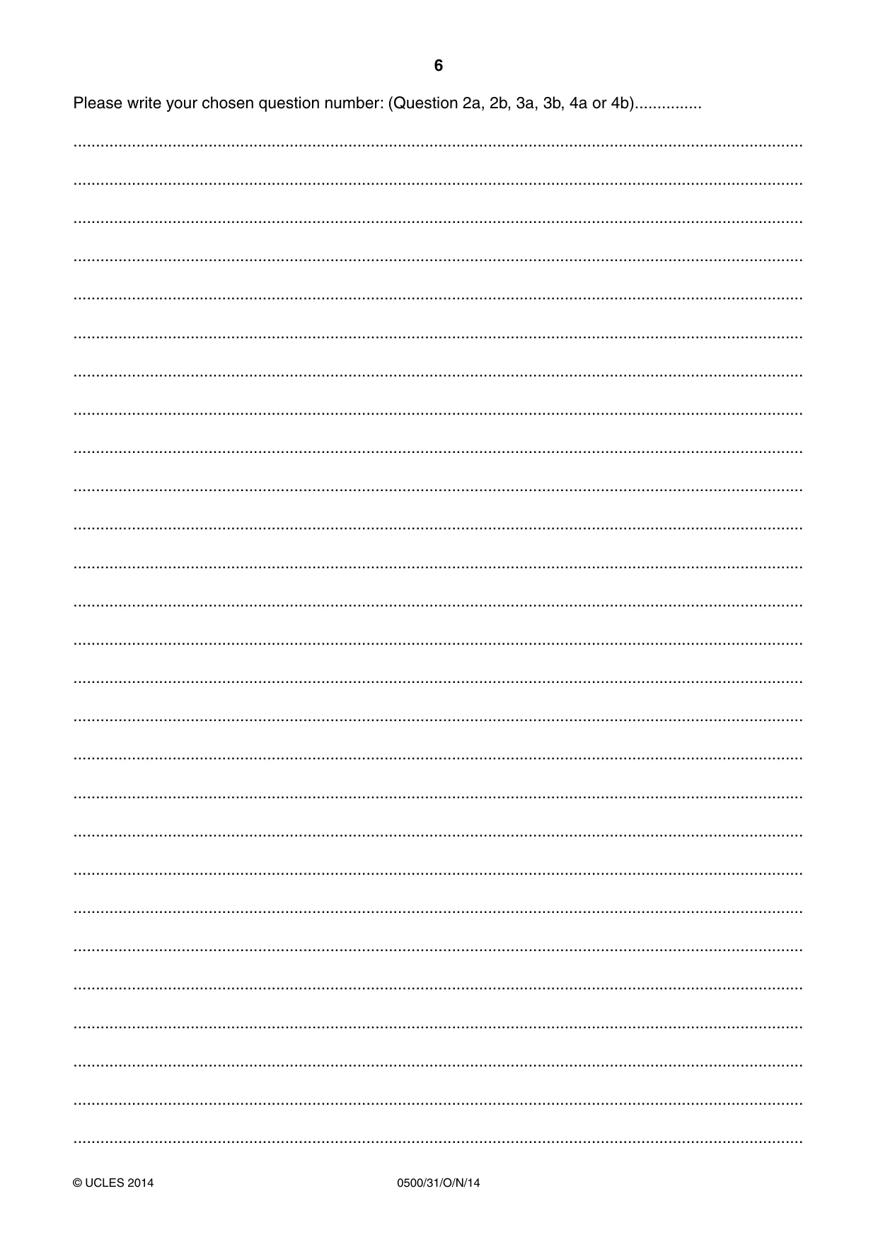 Cambridge IGCSE English - First Language 0500 2014 Oct/Nov Paper 3 · Variant 1 question paper, page 6 of 12