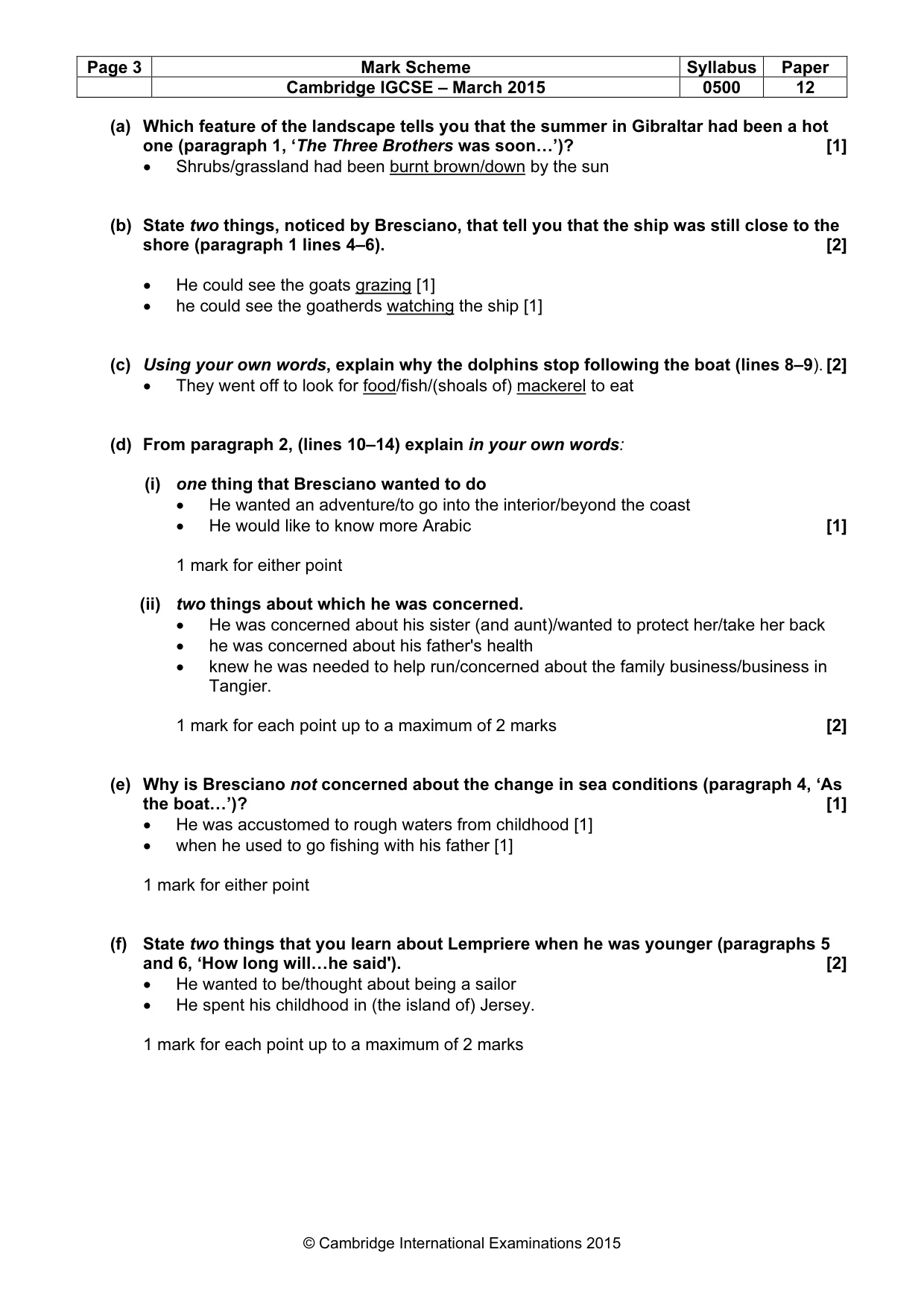 Mark scheme, page 3 of 9