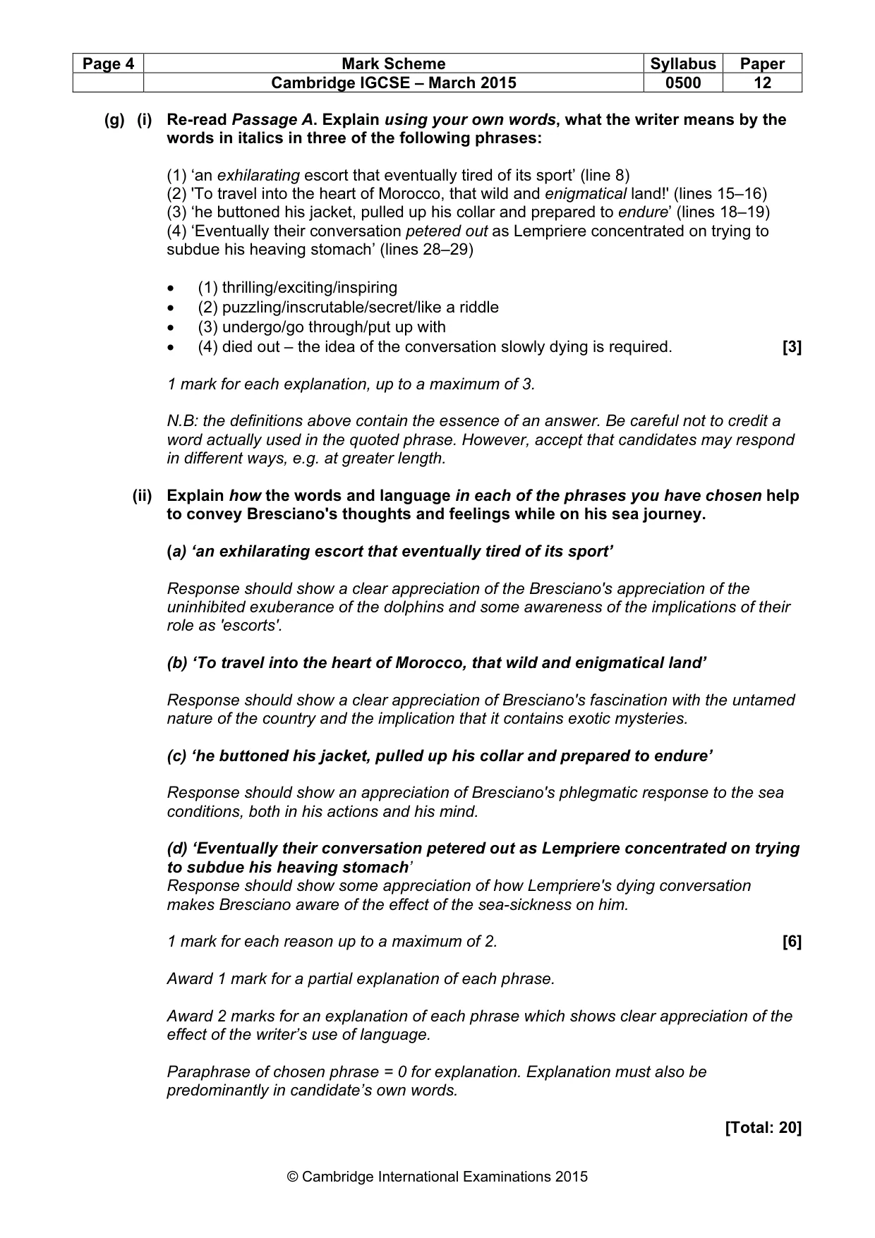 Mark scheme, page 4 of 9