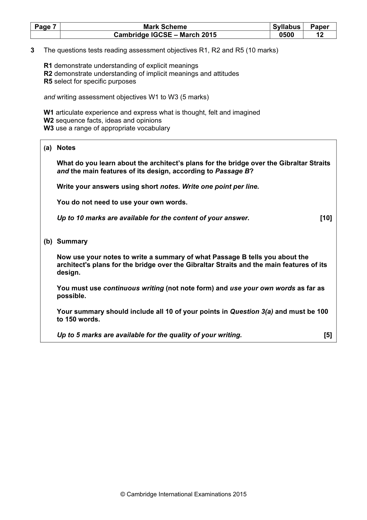 Mark scheme, page 7 of 9