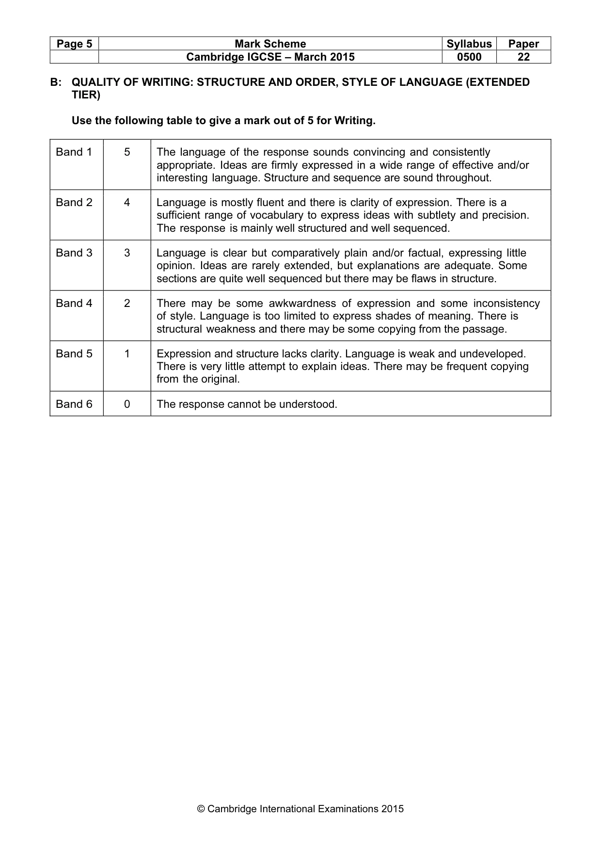 Mark scheme, page 5 of 11