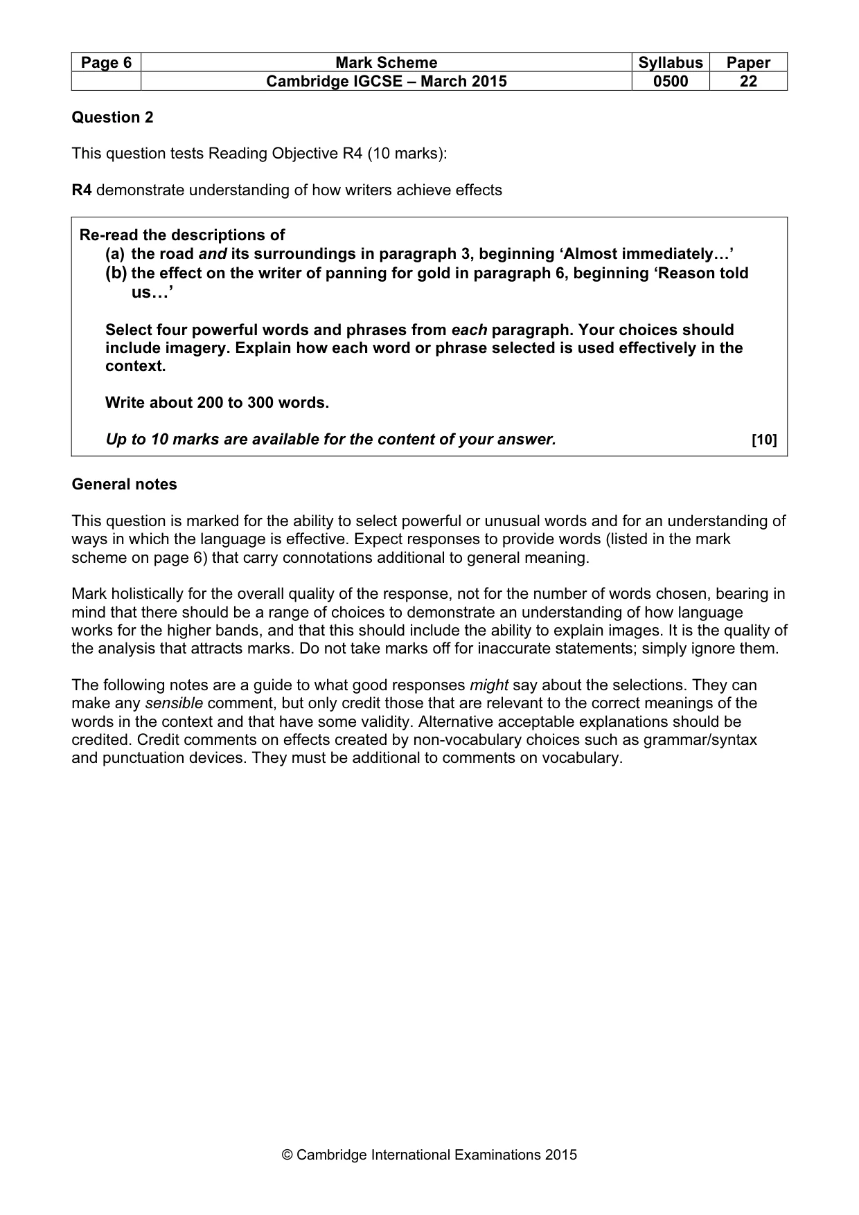 Mark scheme, page 6 of 11